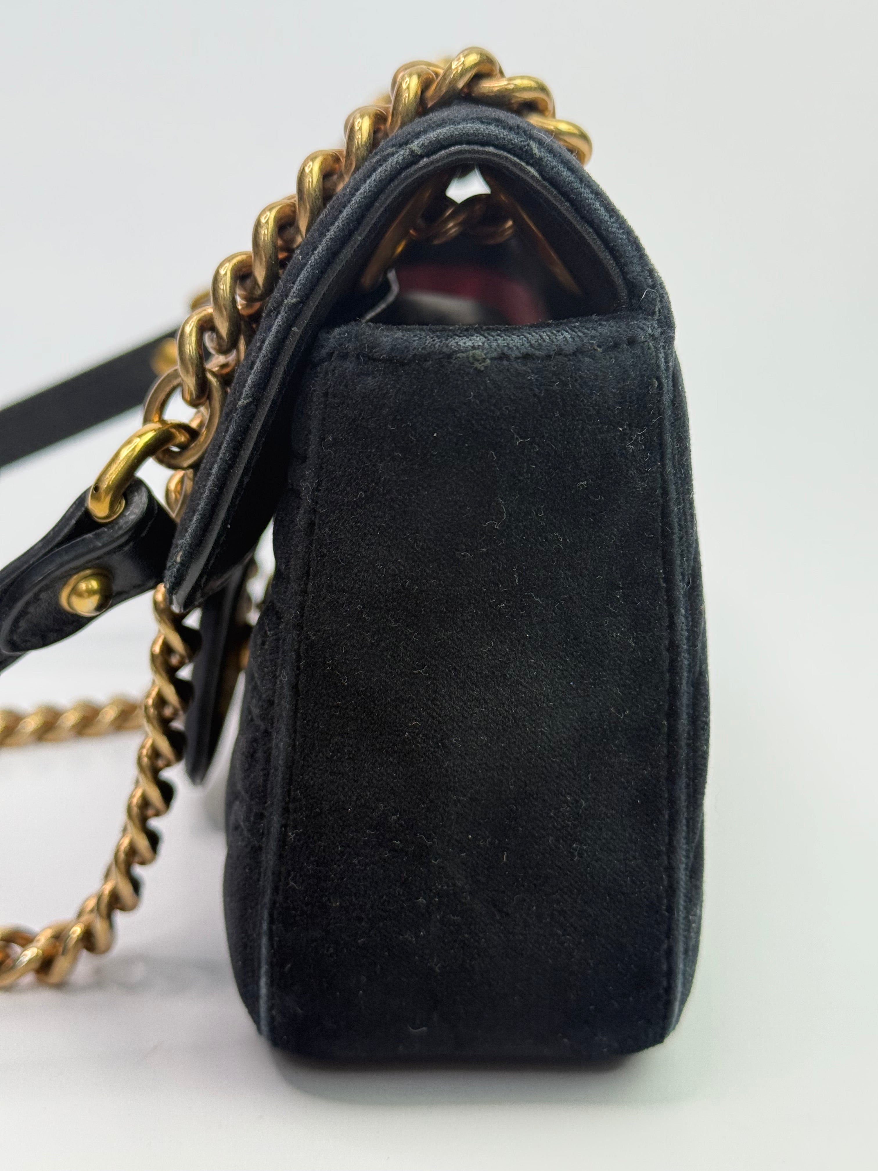 Gucci Mini Marmont Bag in Black Velvet