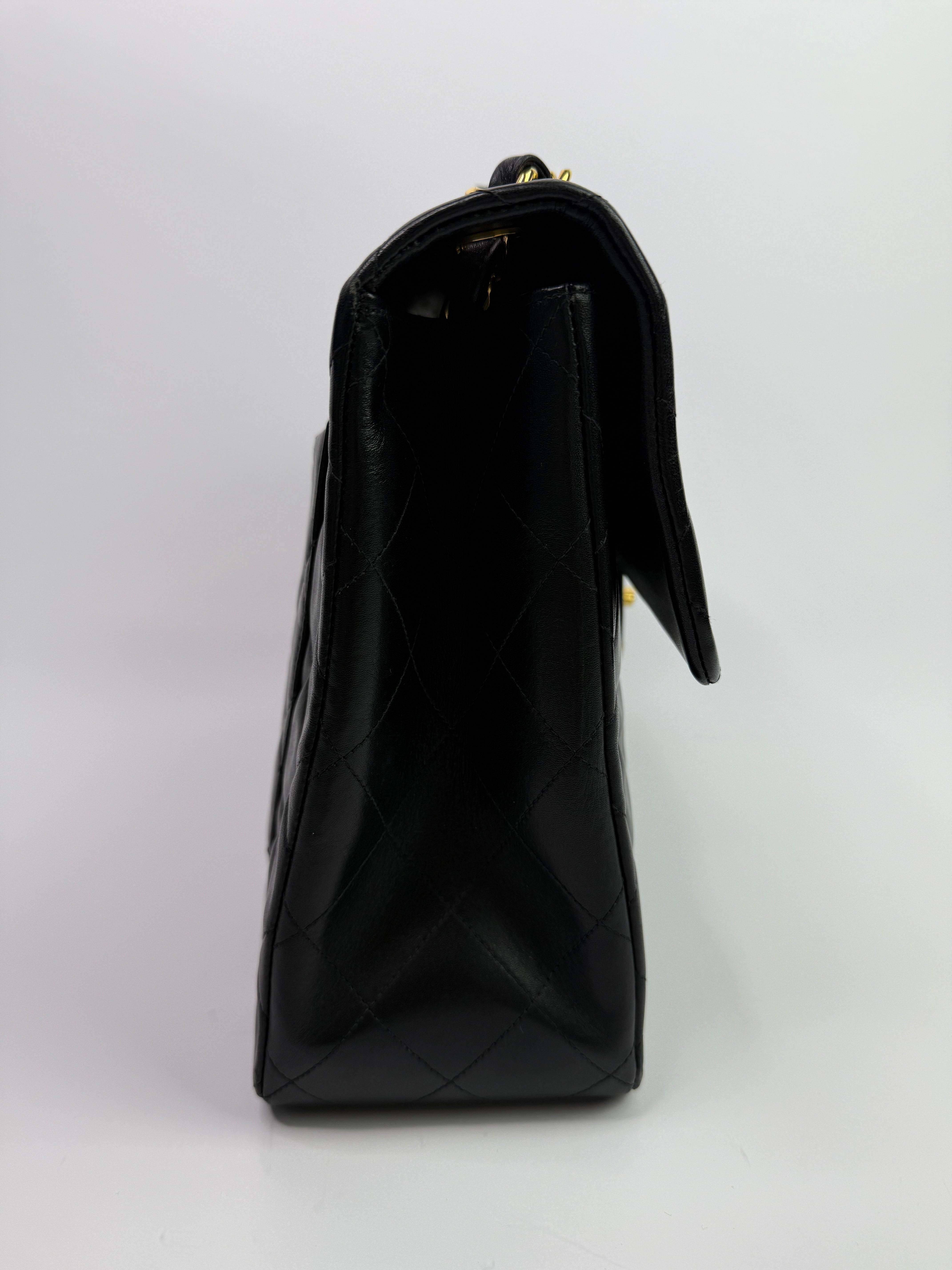 Chanel Vintage XL Maxi Flap Bag In Black Lambskin