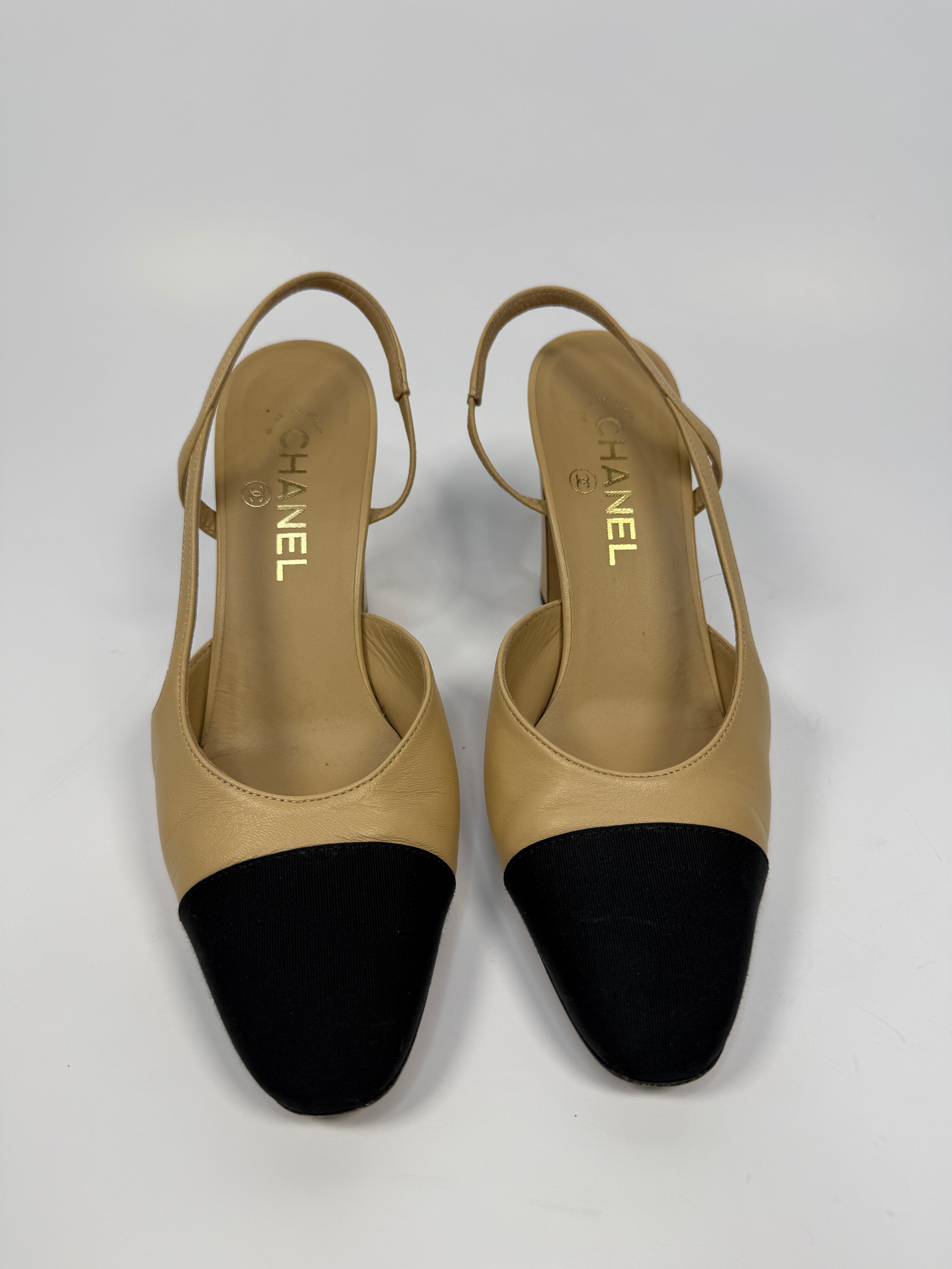 Chanel Slingback Heels Size 39/UK6, authentic and preloved in very good condition