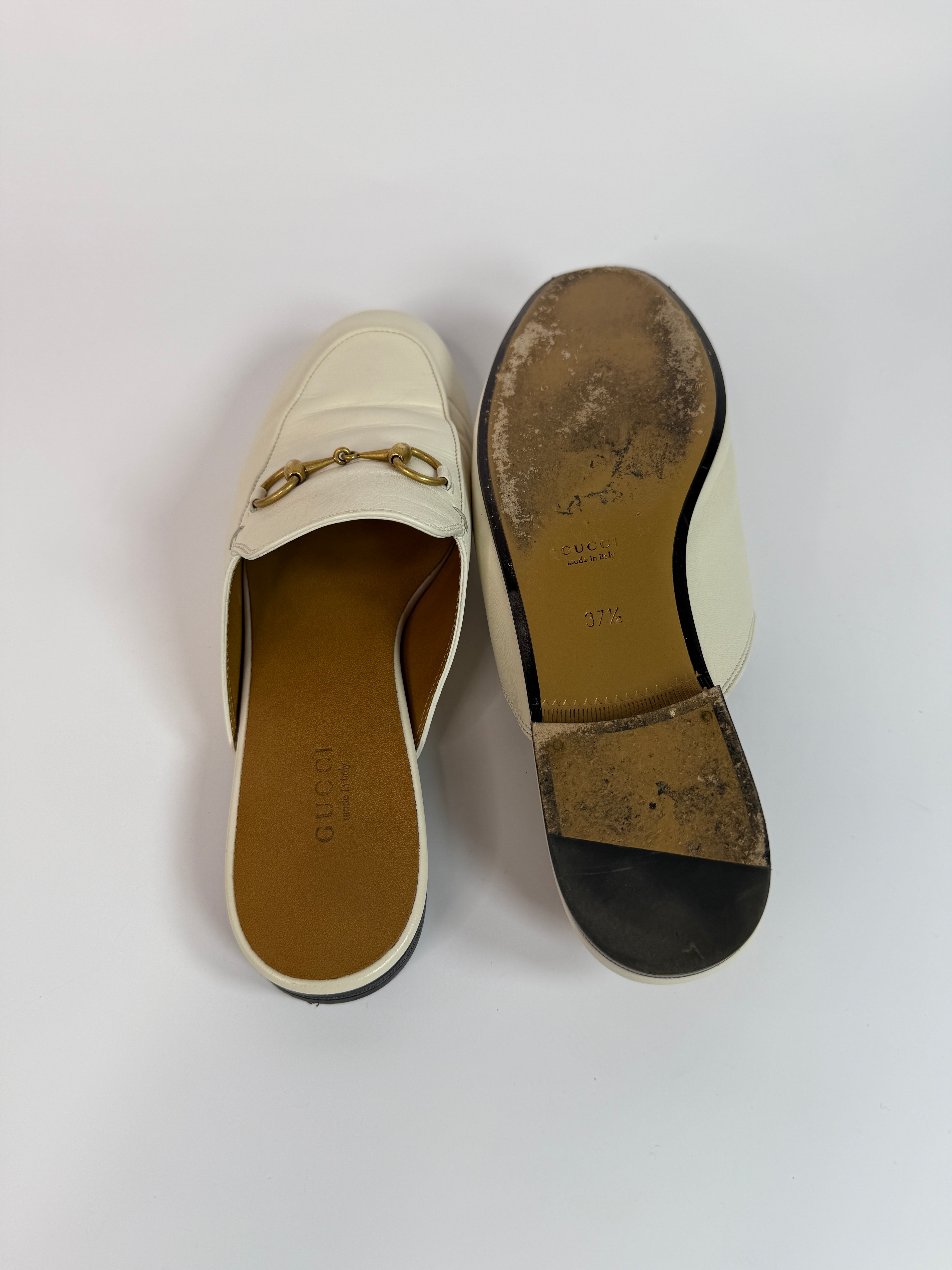 Gucci Princetown Mules In Ivory Leather (Size 37.5/UK4.5)