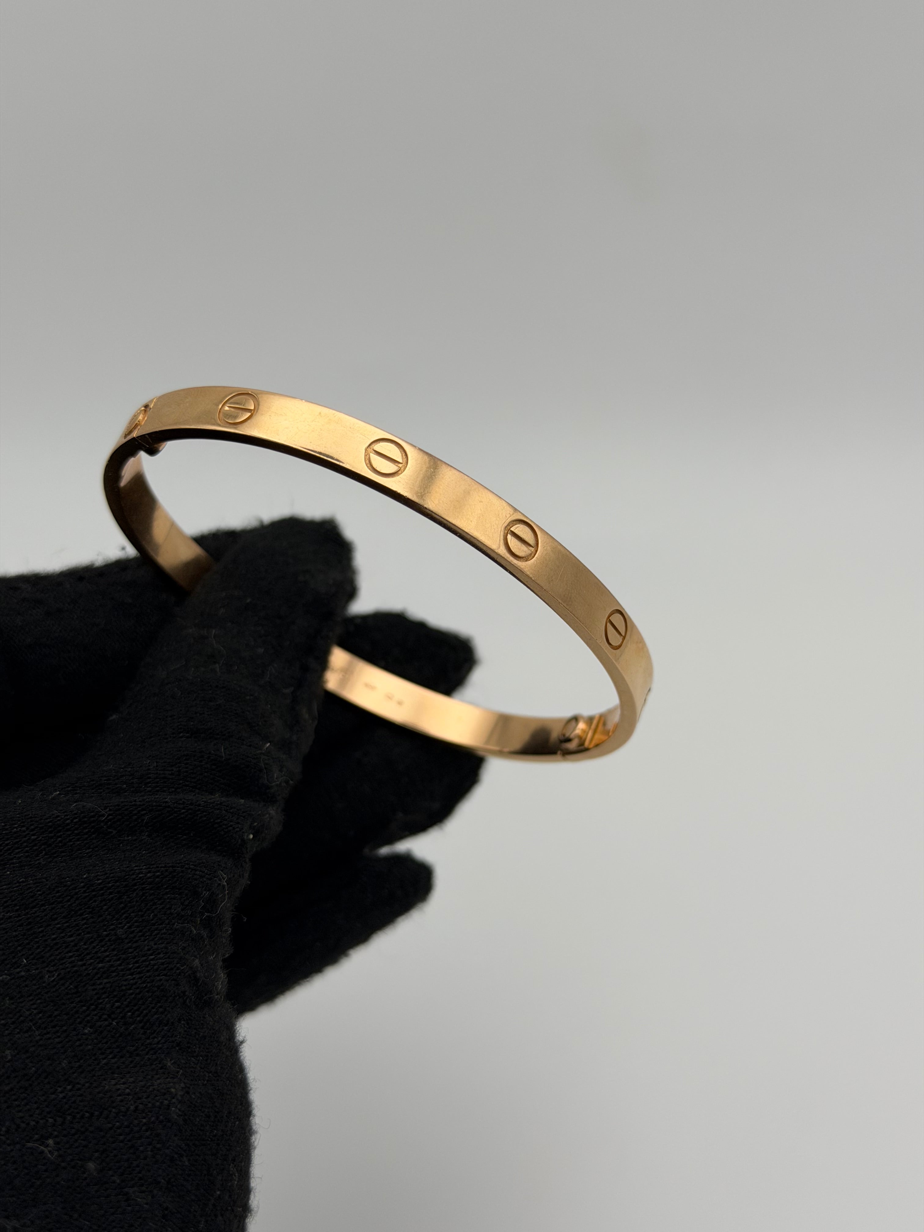 Cartier Love Bracelet in Rose Gold Classic Model (Size 19). 100% authentic and preloved in excellent condition.