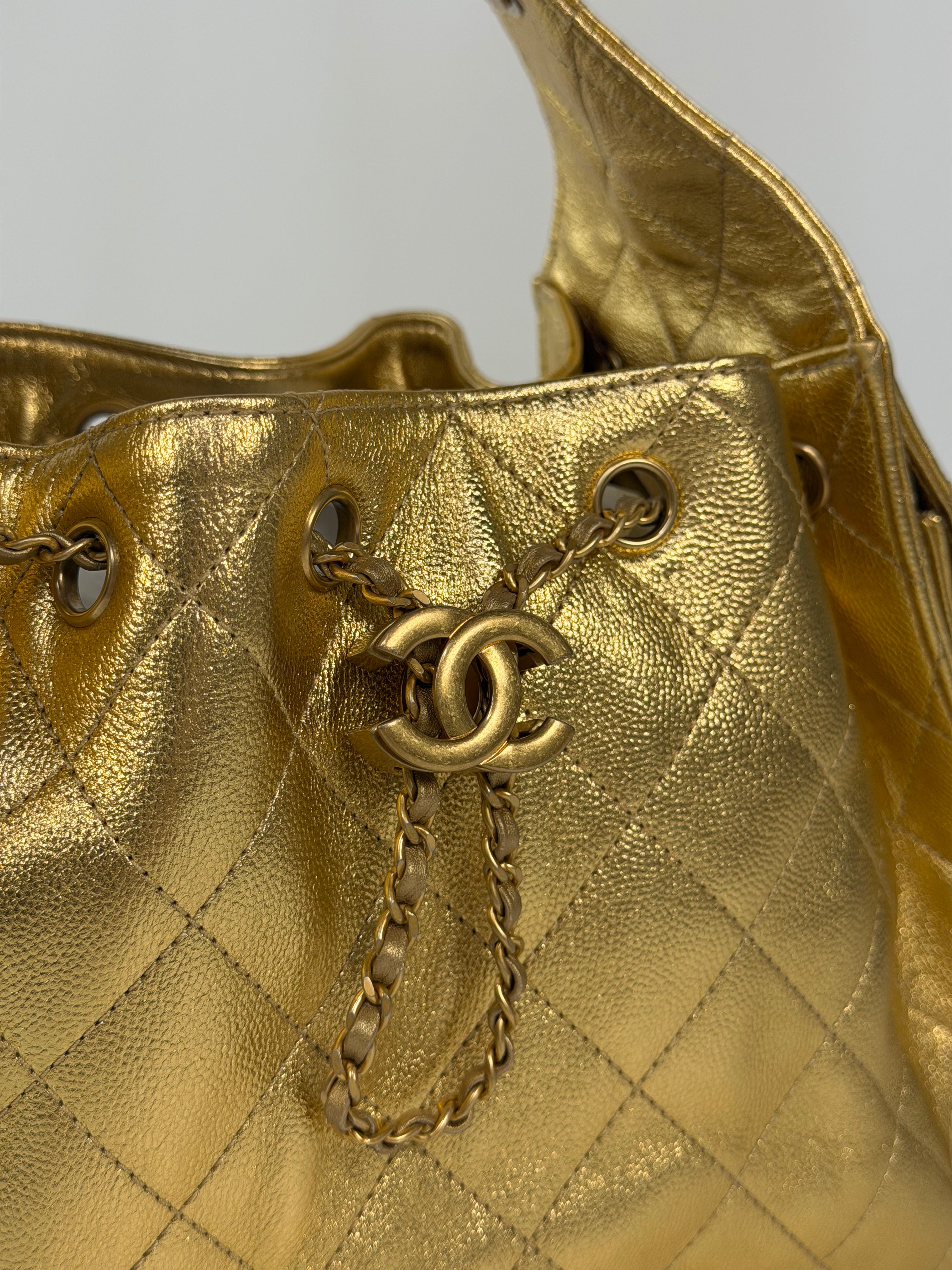 Chanel 25 Small In Gold Grained Calfskin With Gold Hardware 100% authentic and preloved in excellent condition
