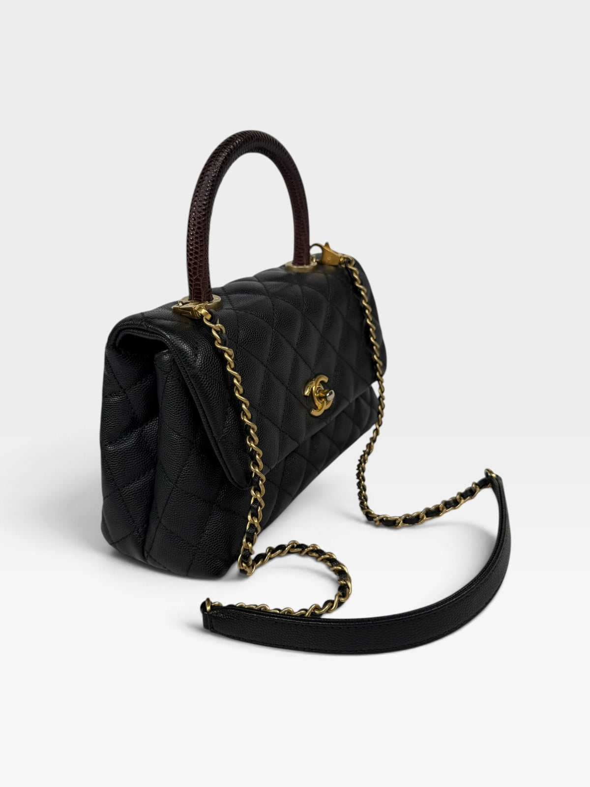 Chanel Small Coco In Black Caviar Lizard Leather With Gold Hardware. 100% authentic and preloved in excellent condition