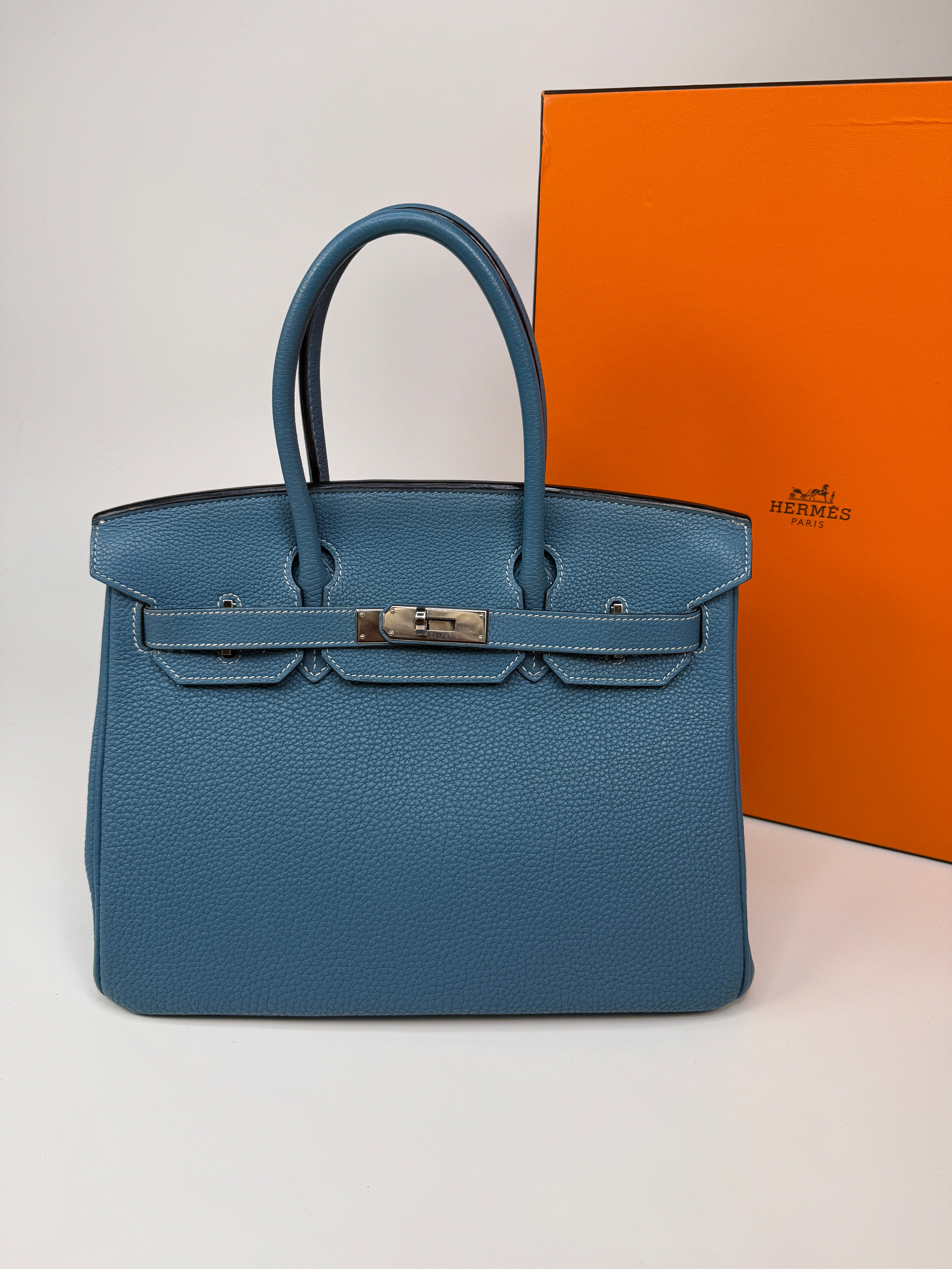 Hermès Birkin 30 In Blue Jean Togo Leather With Palladium Hardware
