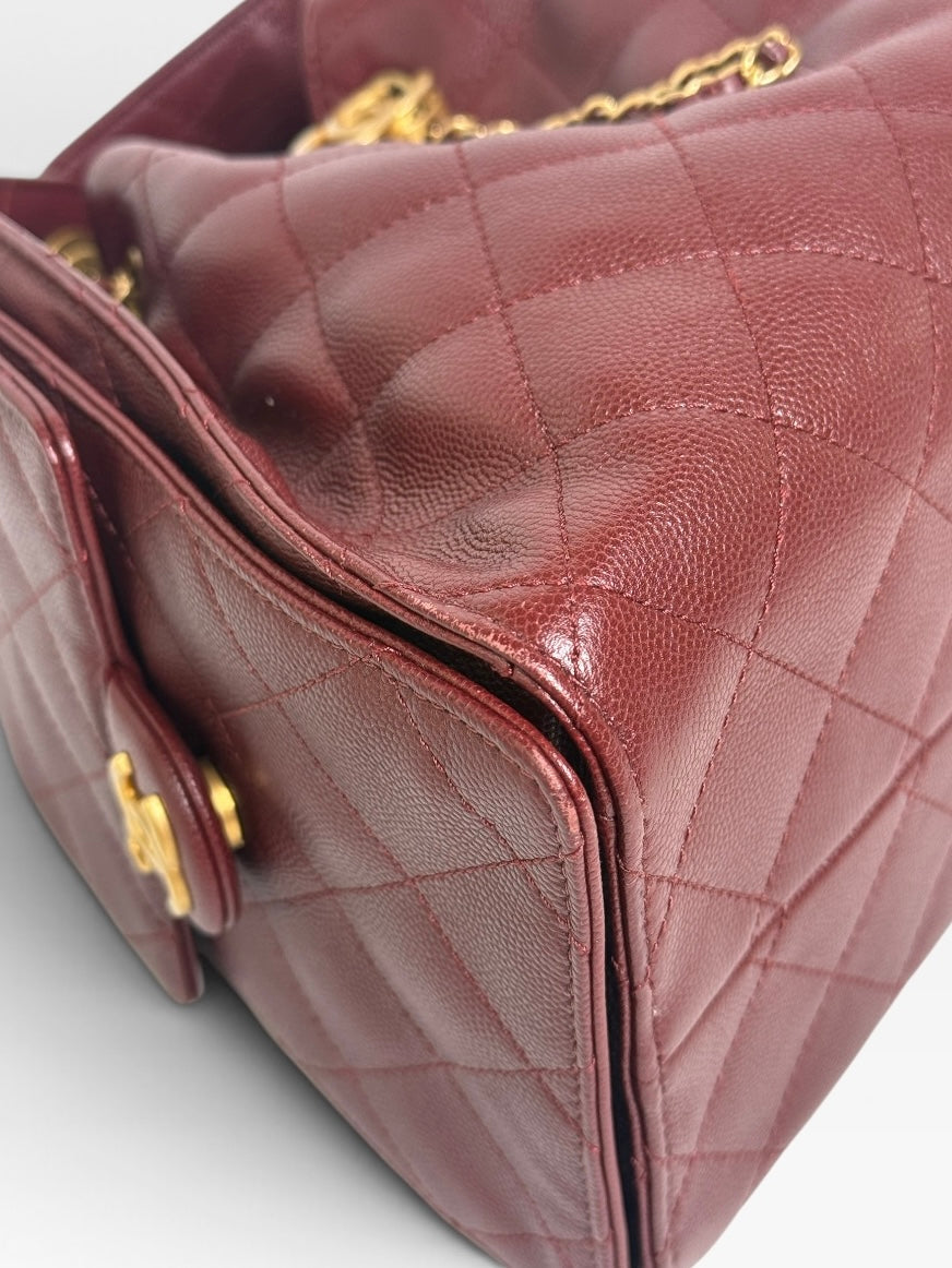 *Luxe Top Pick* Chanel 25 Small In Burgundy Caviar Leather With Gold Hardware