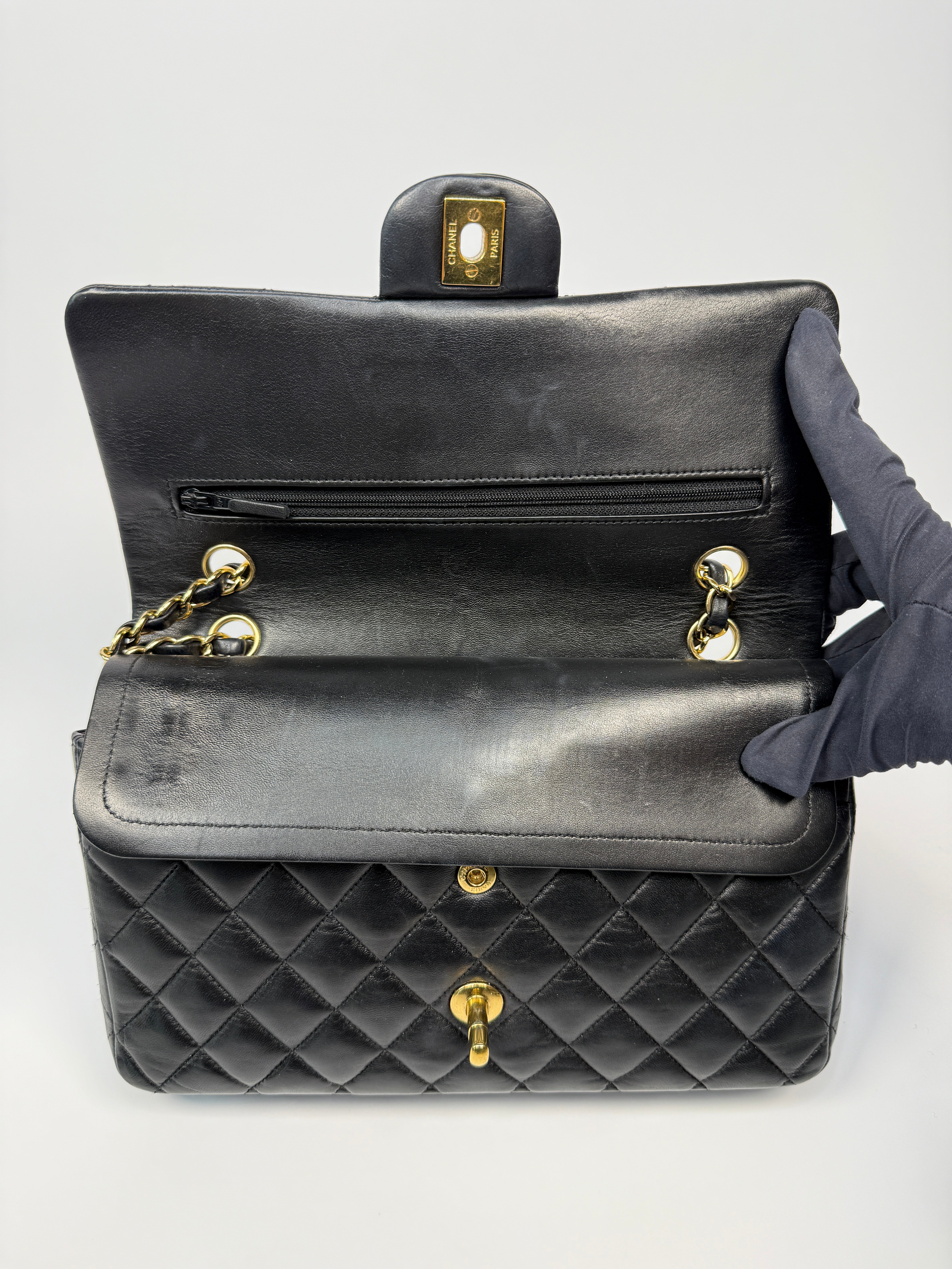 Chanel Medium Classic Double Flap Black Lambskin With Gold Hardware
Pre Loved & Authentic