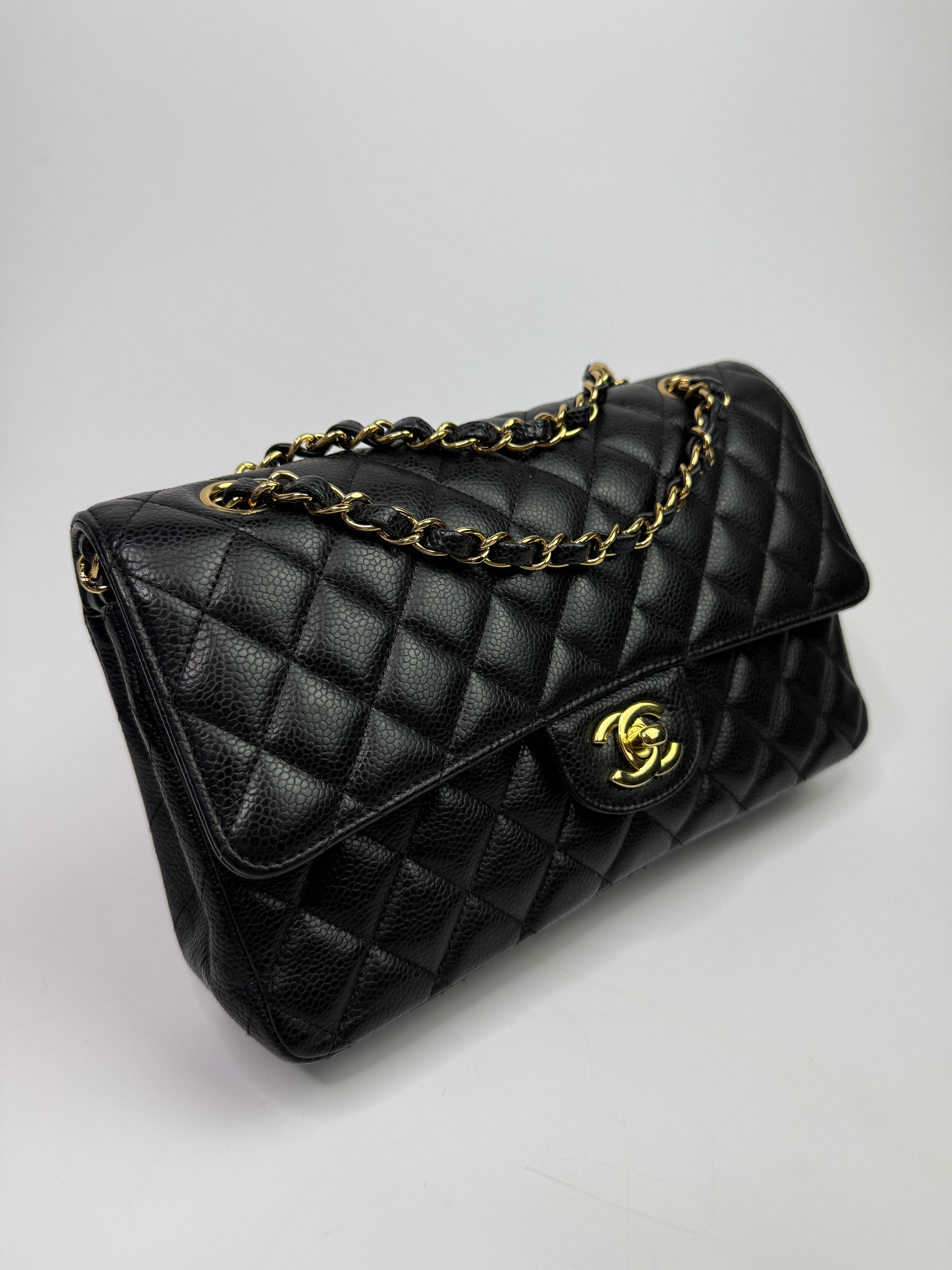 Chanel Medium Classic Double Flap Black Caviar Leather With GHW