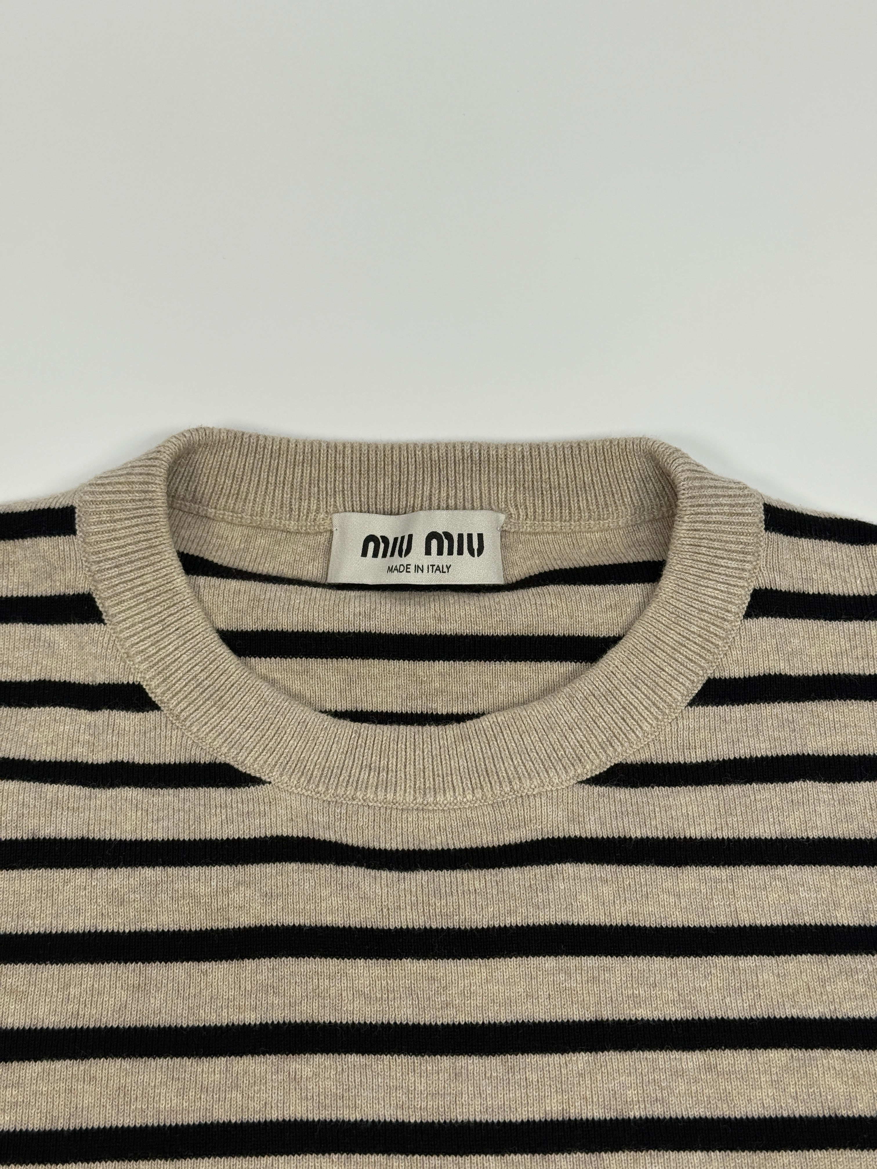 Miu Miu Striped Short Sleeve Jumper (Size 44/UK12)