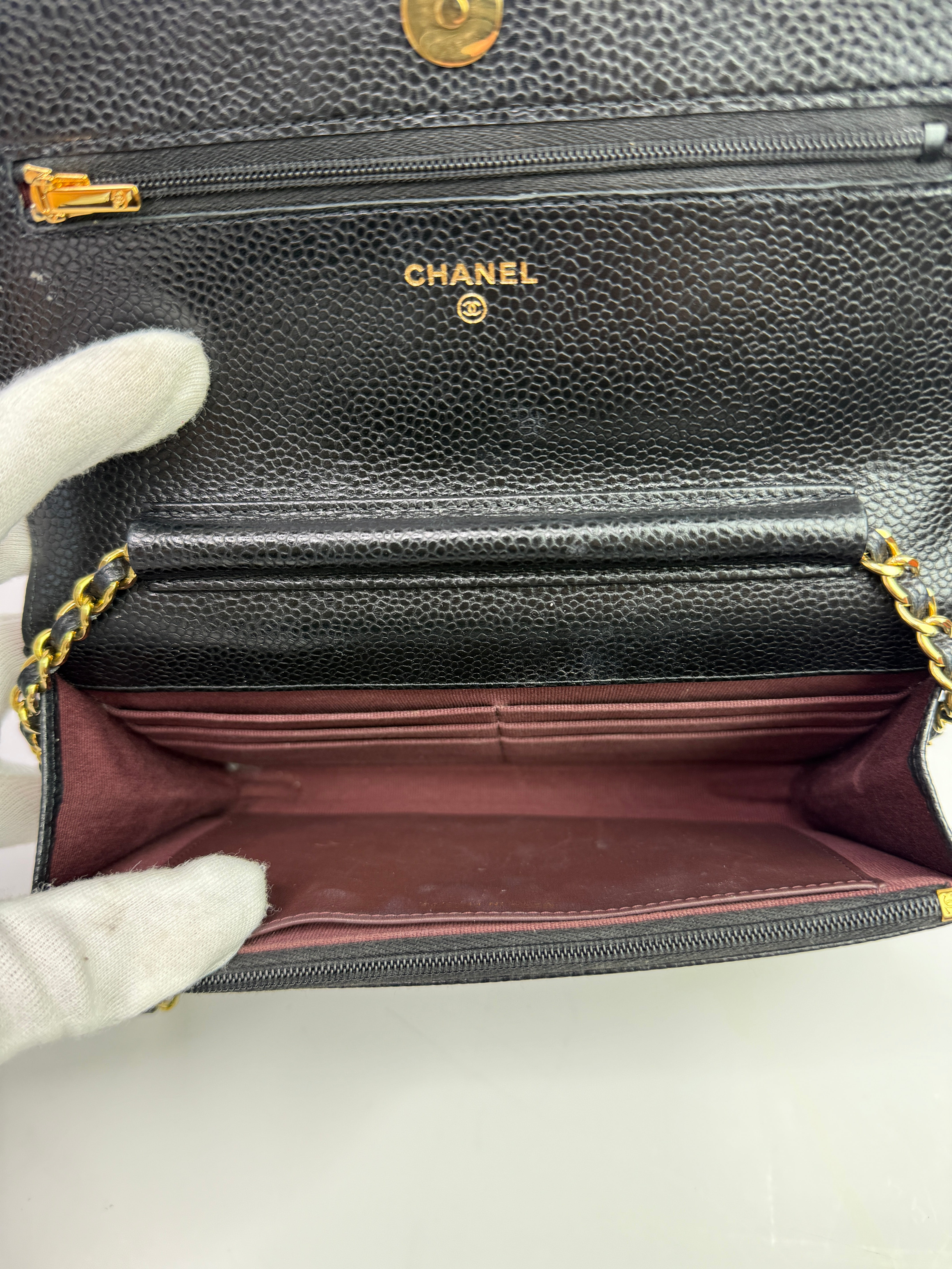 Chanel Wallet On Chain Black Caviar Leather With Gold Hardware
Pre Loved & Authentic