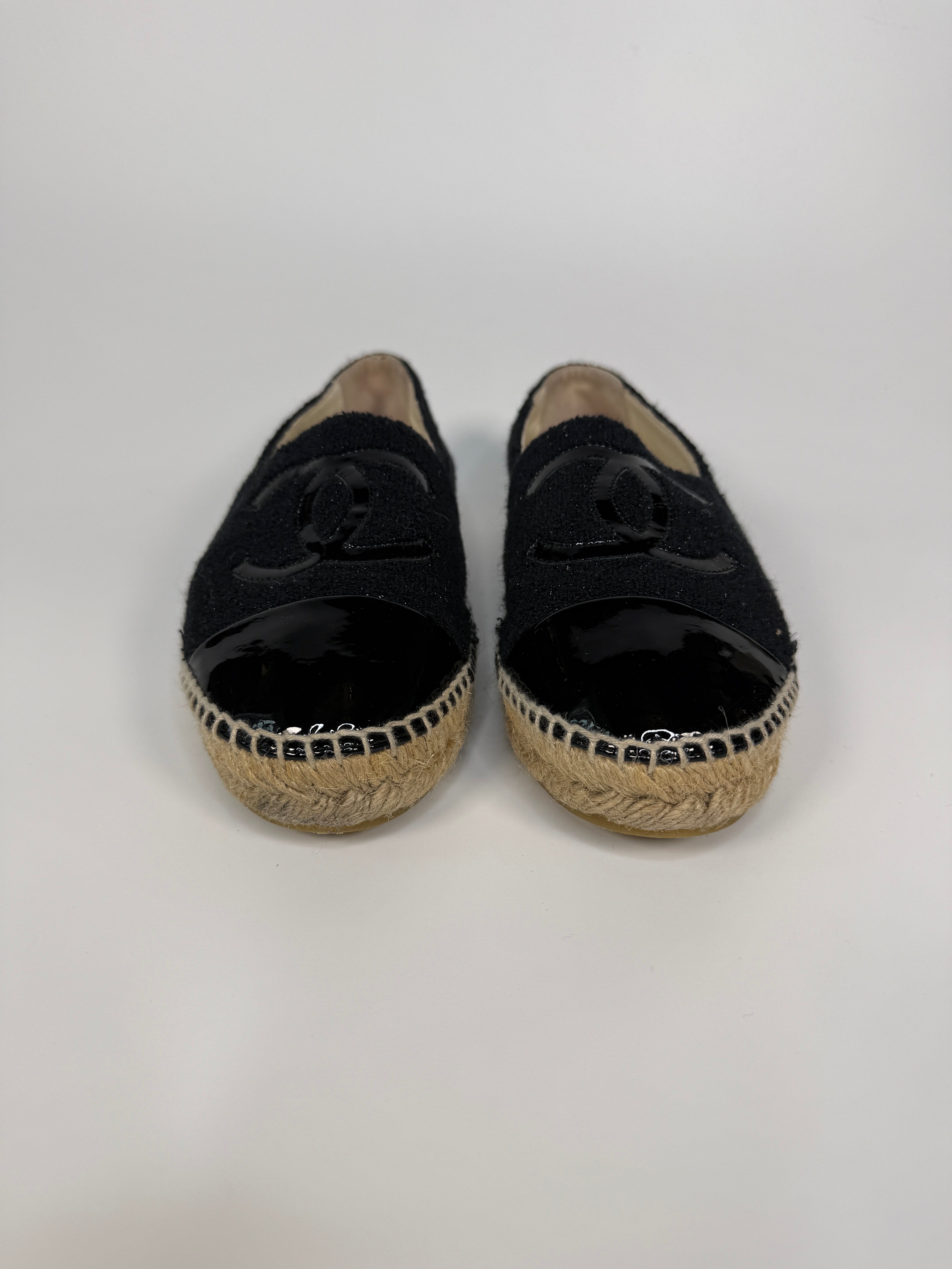 Authentic and preloved Chanel Black Espadrilles (Size 38/UK5) Excellent condition. 100% Authenticity guarantee