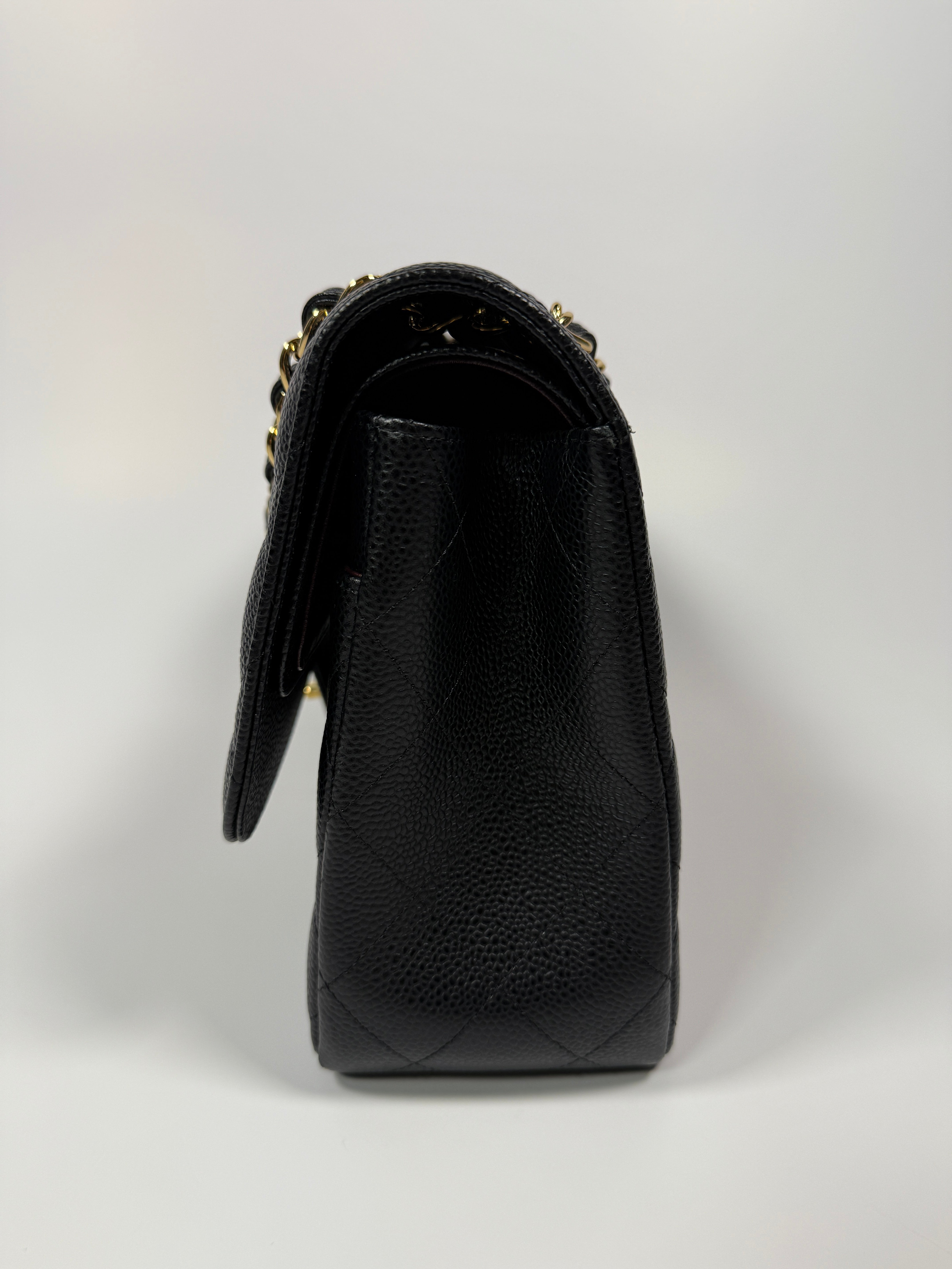 Chanel Classic Jumbo Flap Bag In Black Caviar Leather With GHW