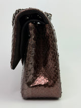 Chanel Medium Double Flap Bag In Brown Python With SHW
