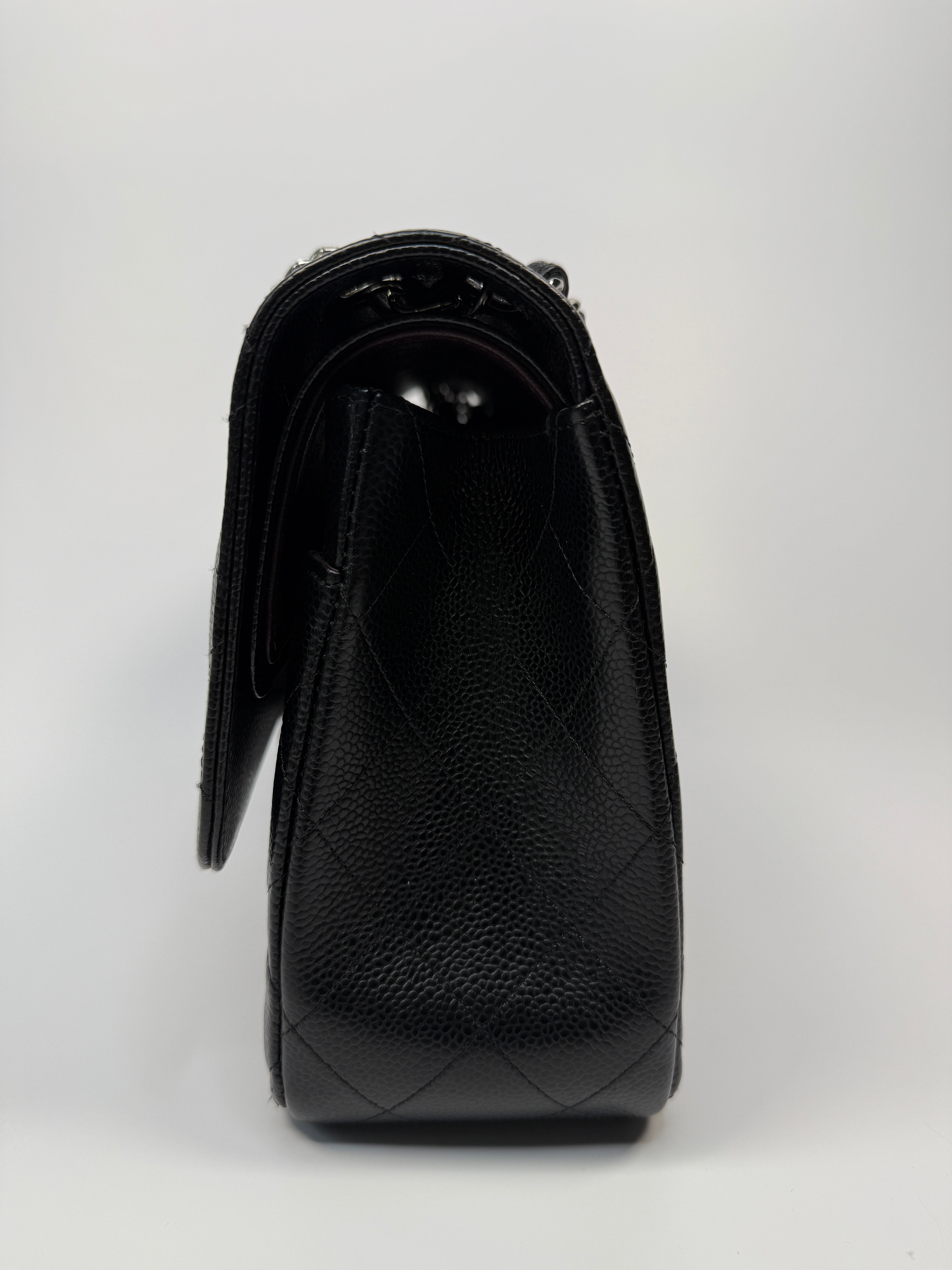 Chanel Black Caviar Leather Jumbo Classic Double Flap Silver Hardware
Pre Loved & Authentic