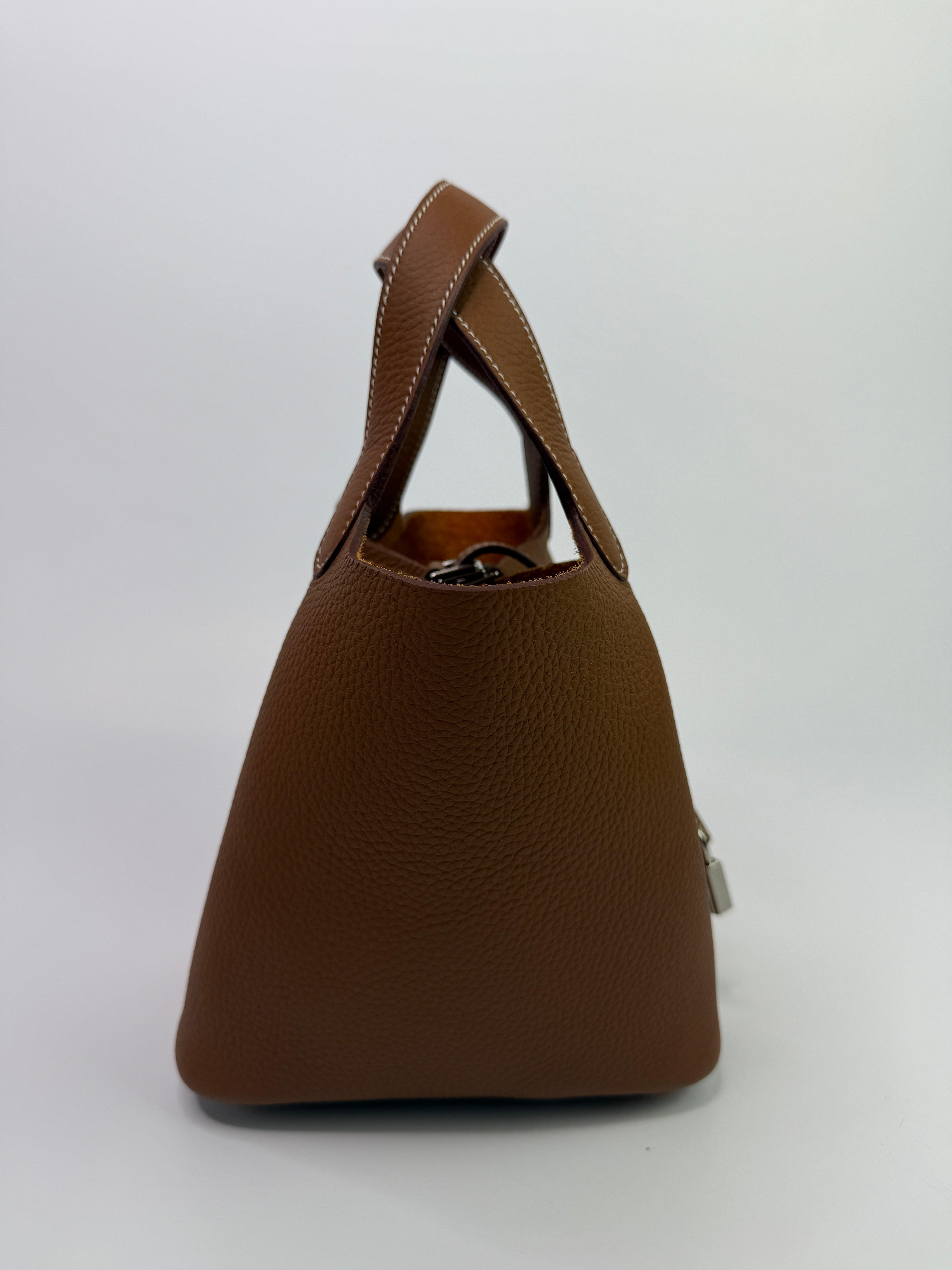 Authentic Pre Loved Hermès Picotin 18 In Gold Clemence With Palladium Hardware New & Unused Condition