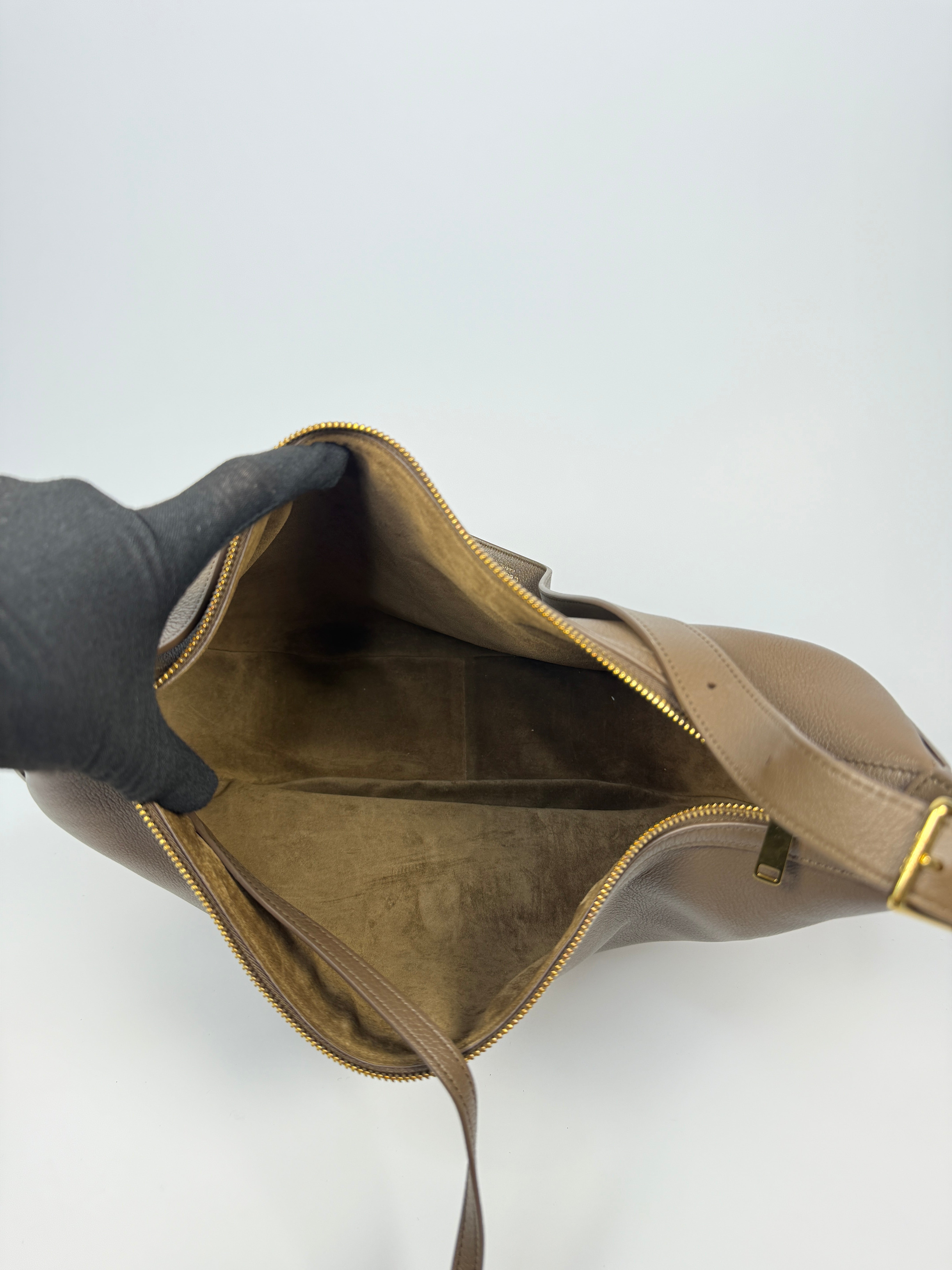 Celine Large Heloise Hobo Shoulder Bag In Glazed Brown Leather Authentic and preloved In Excellent Condition