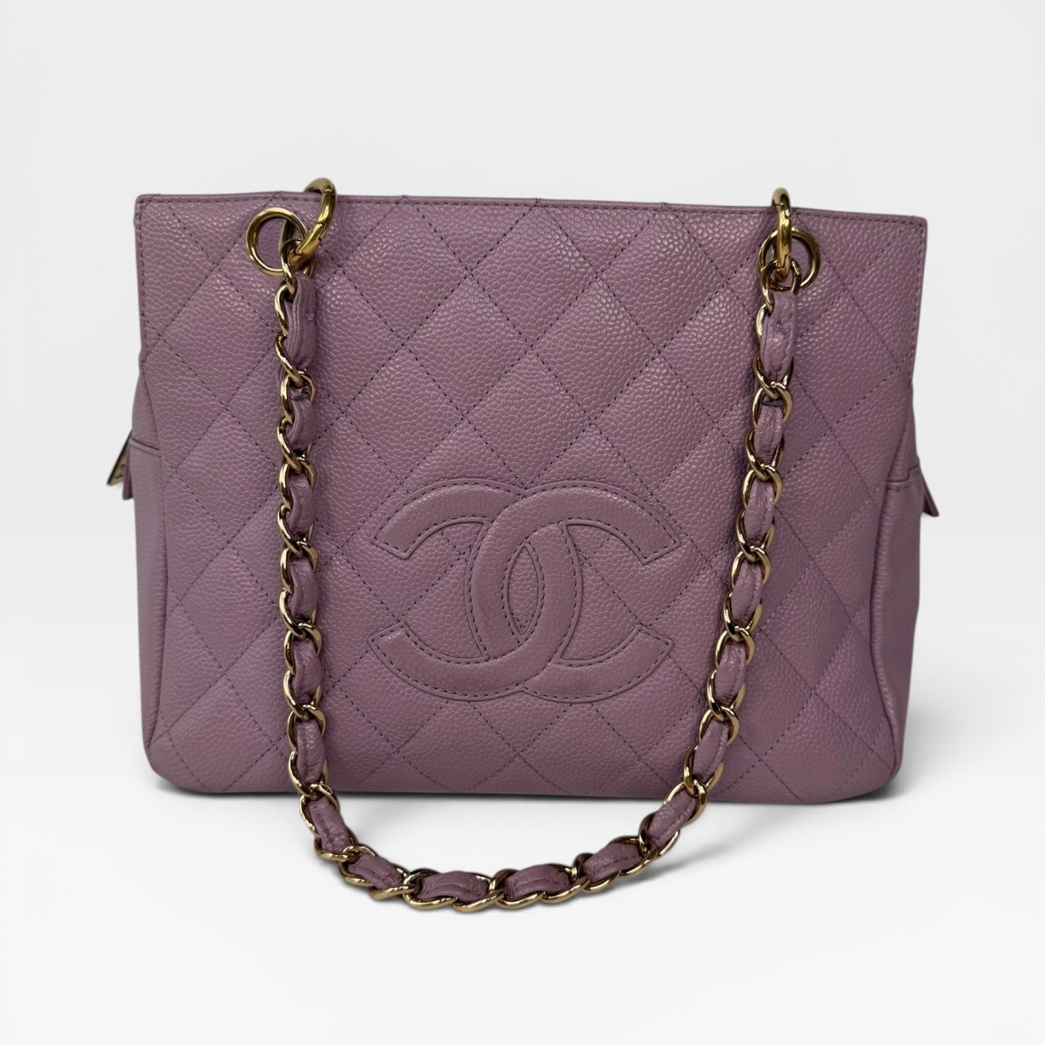 Chanel Petite Timeless Tote In Lilac Caviar Leather With Gold Hardware