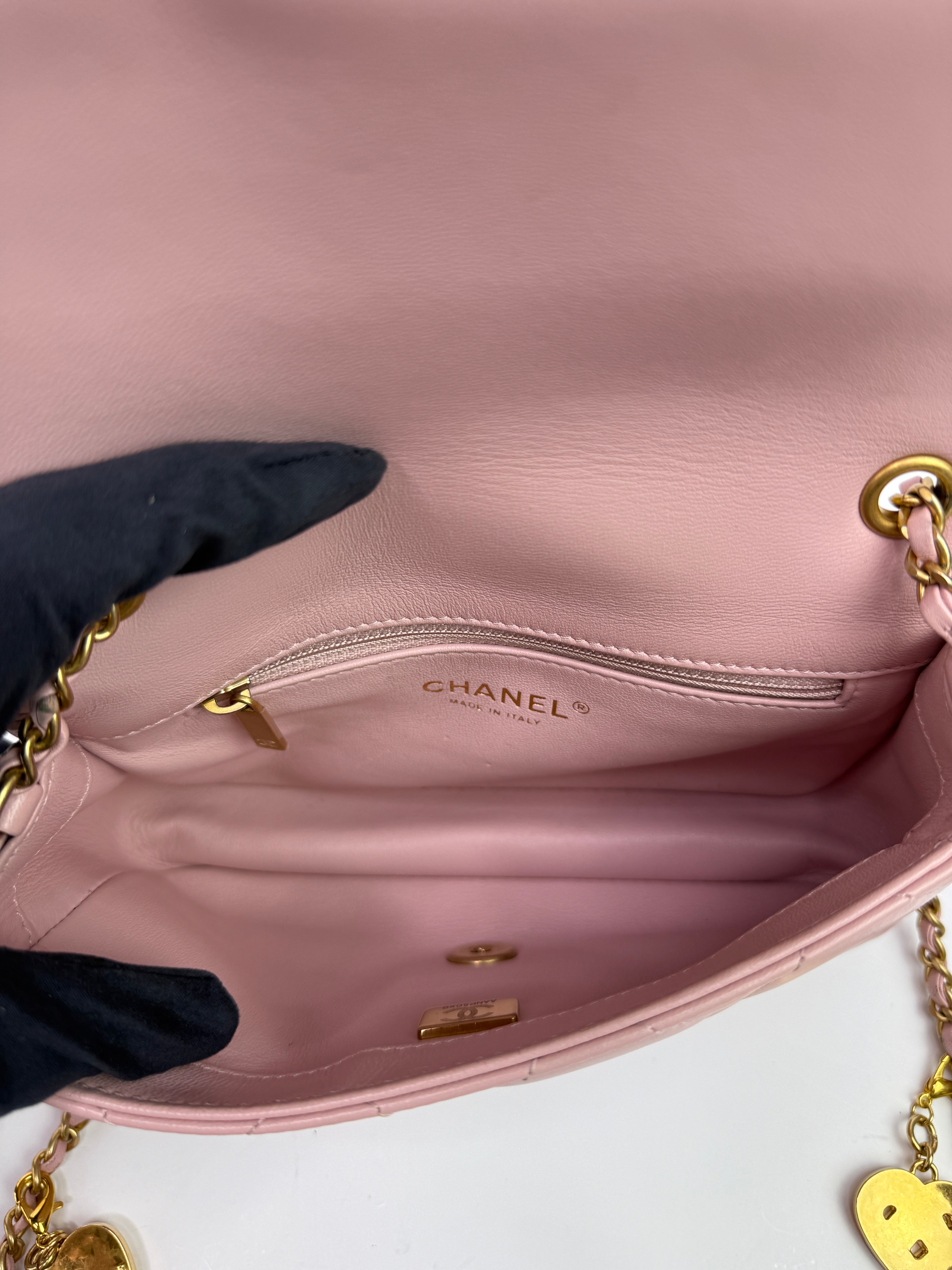 Chanel Mini Heart Charms Flap Antique Gold Hardware
Pre Loved & Authentic