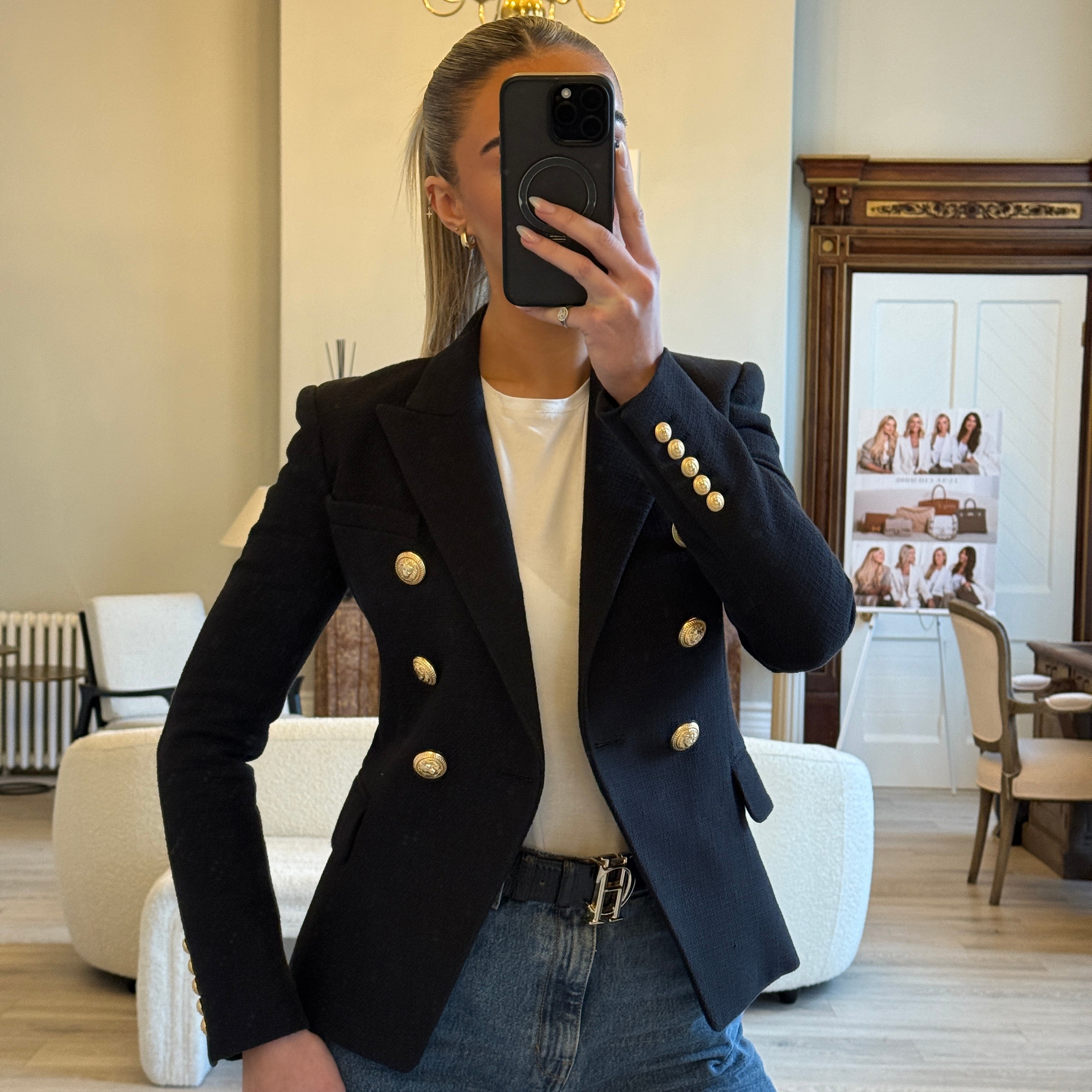 Balmain Black Blazer (Size34/UK6)