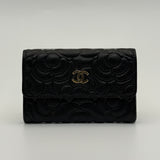 Chanel Classic Black Caviar Camelia Coin Wallet