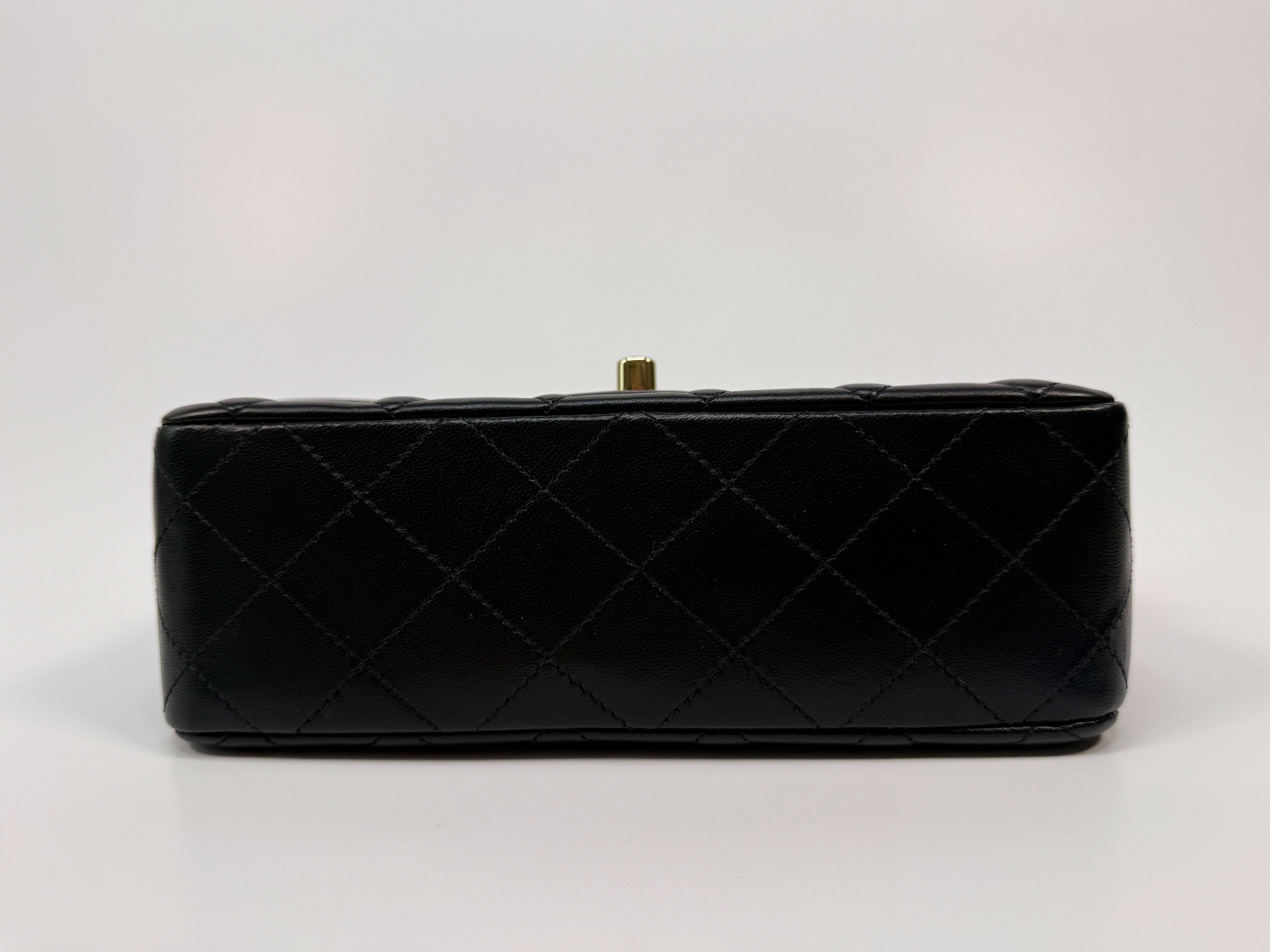 Chanel Mini Rectangle In Black Lambskin Leather With PGHW
