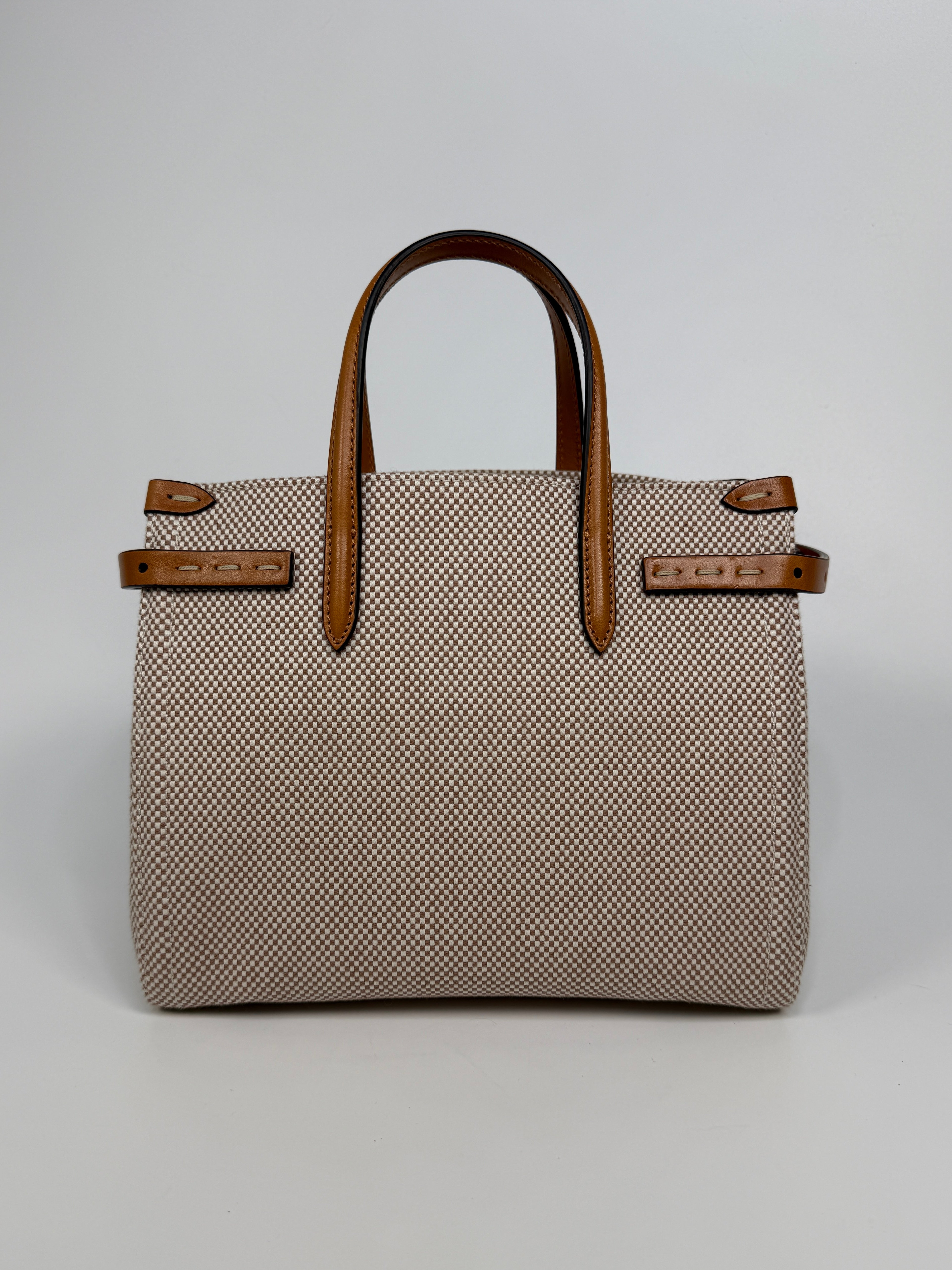 Valentino Garavani Small Antibes Canvas Shopping Bag Canvas brown and leather