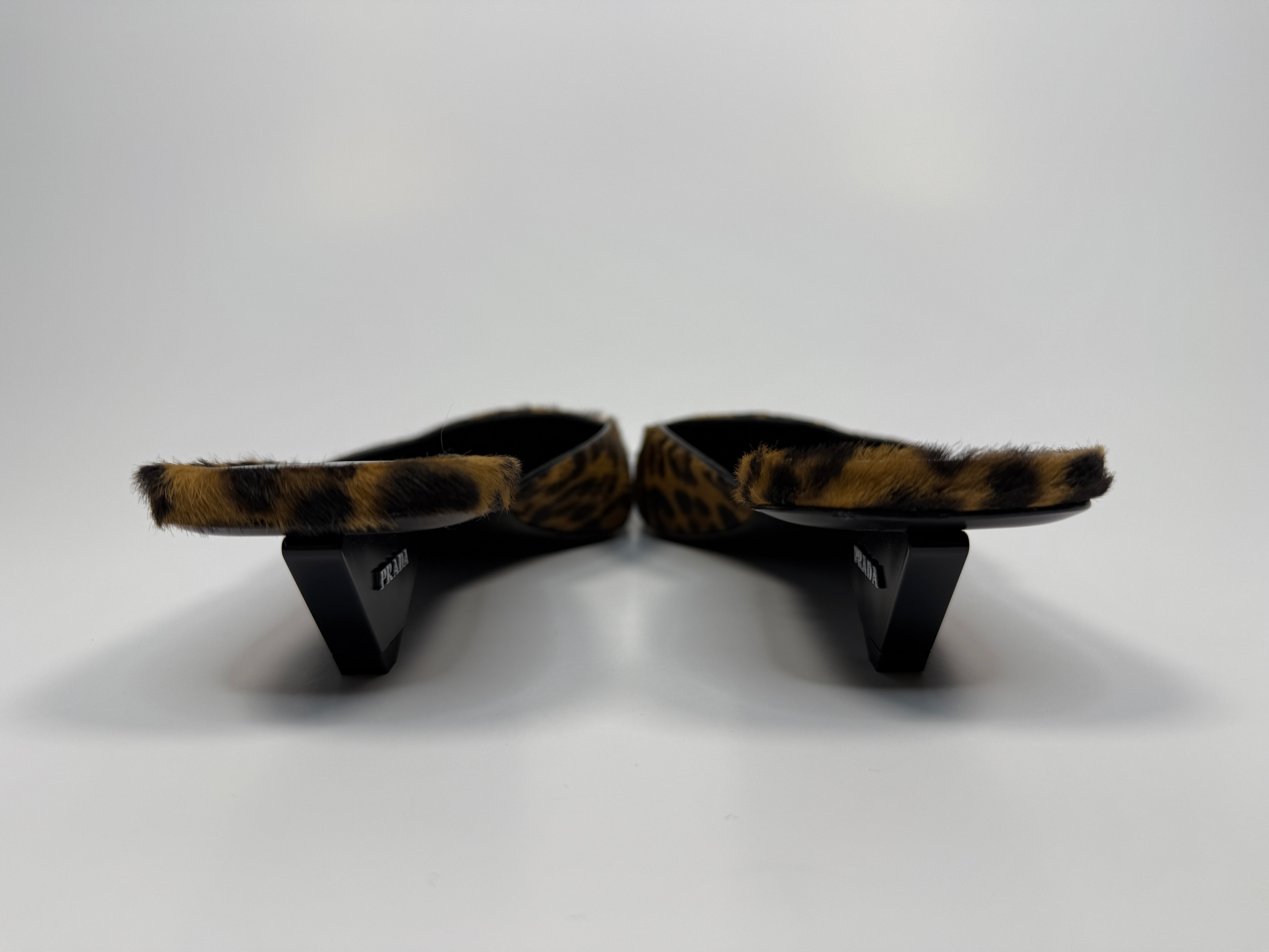 Prada Square Toe Leopard-Print Heeled Mules (Size 39.5/UK6.5)