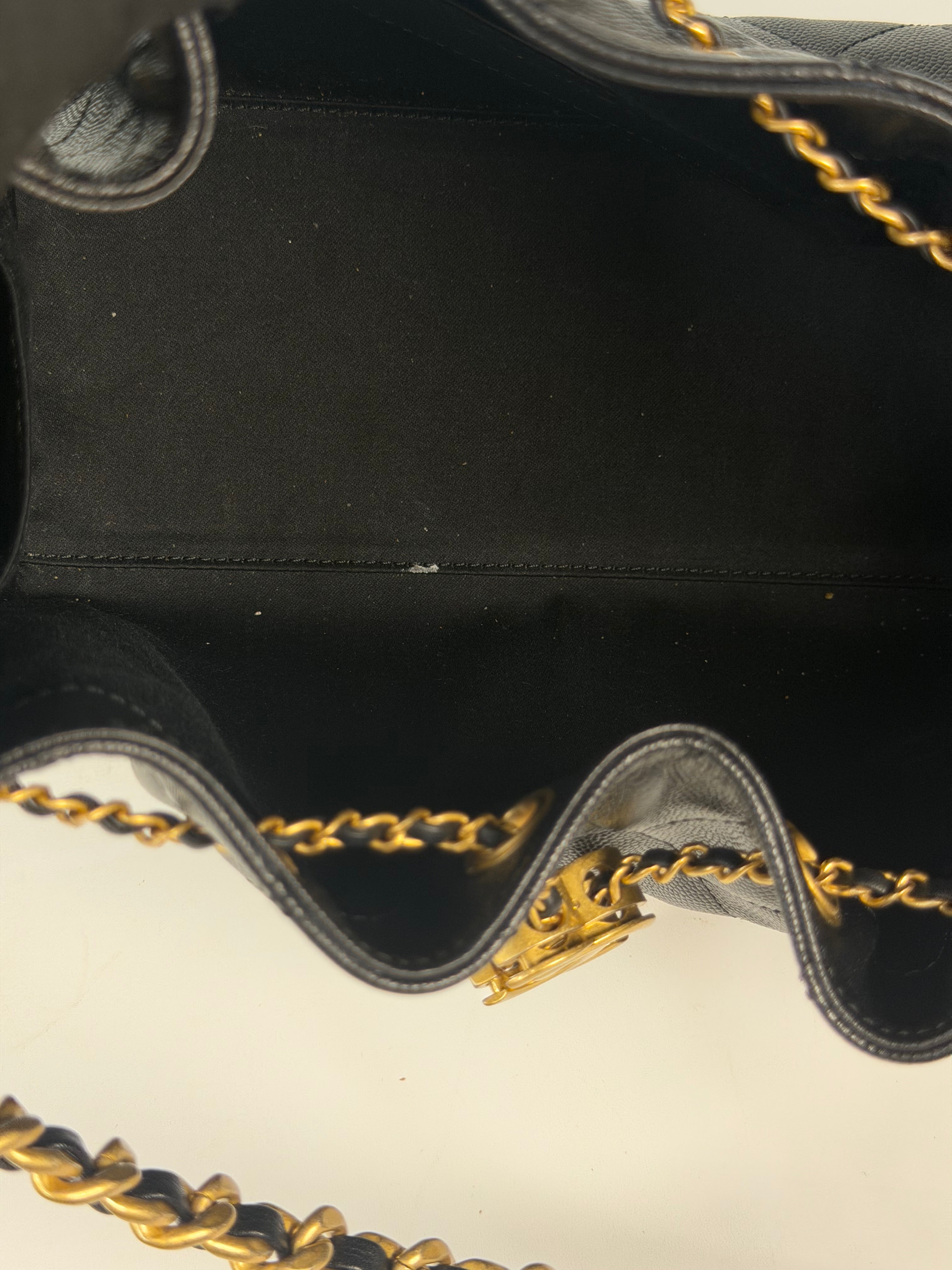 Chanel 25 Small In Black Caviar Leather With Gold Hardware in excellent condition 100% authentic and preloved