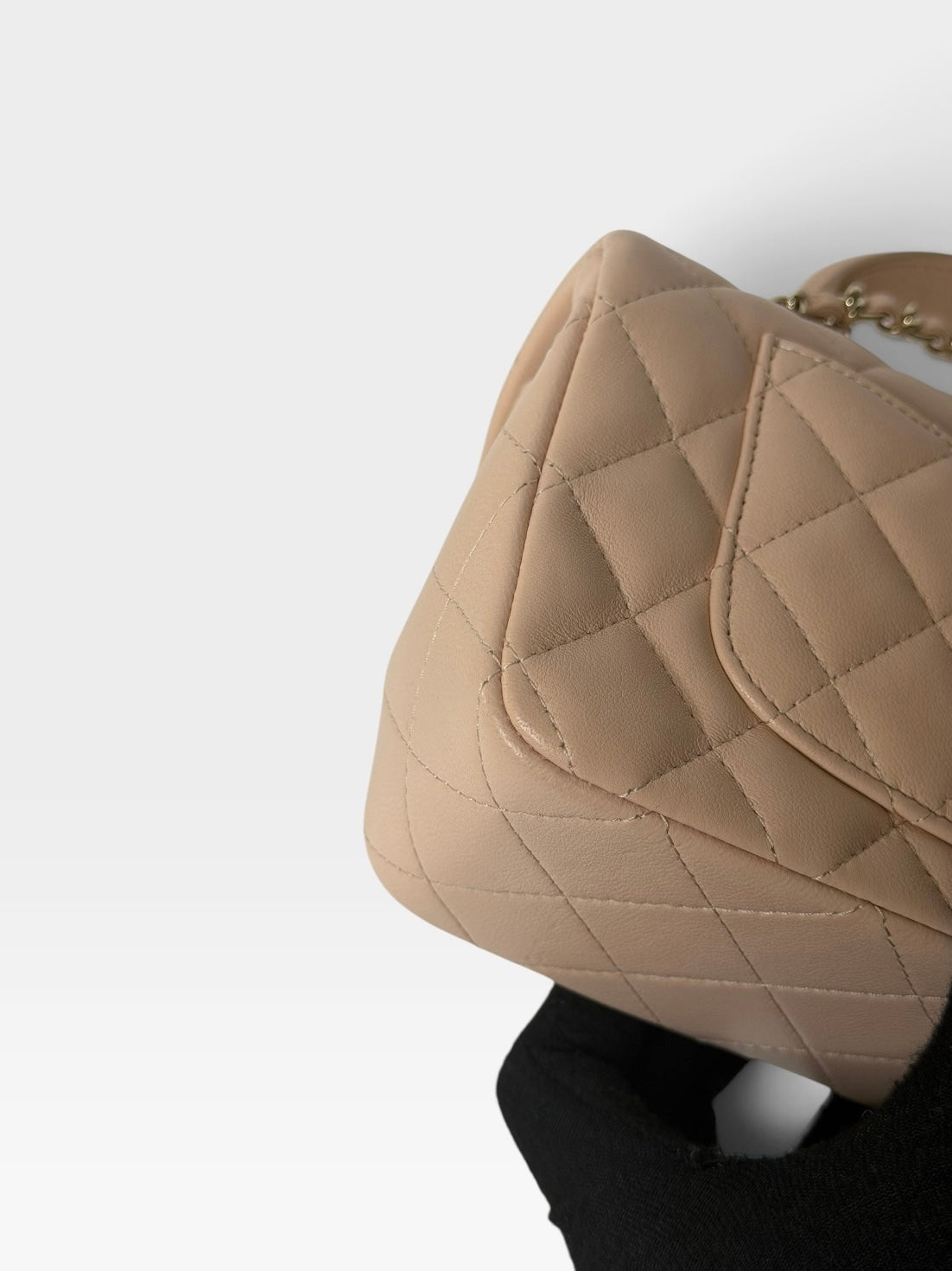 Chanel Mini Rectangle Top Handle Beige Lambskin Pale Gold Hardware. 100% authentic and preloved in excellent condition.