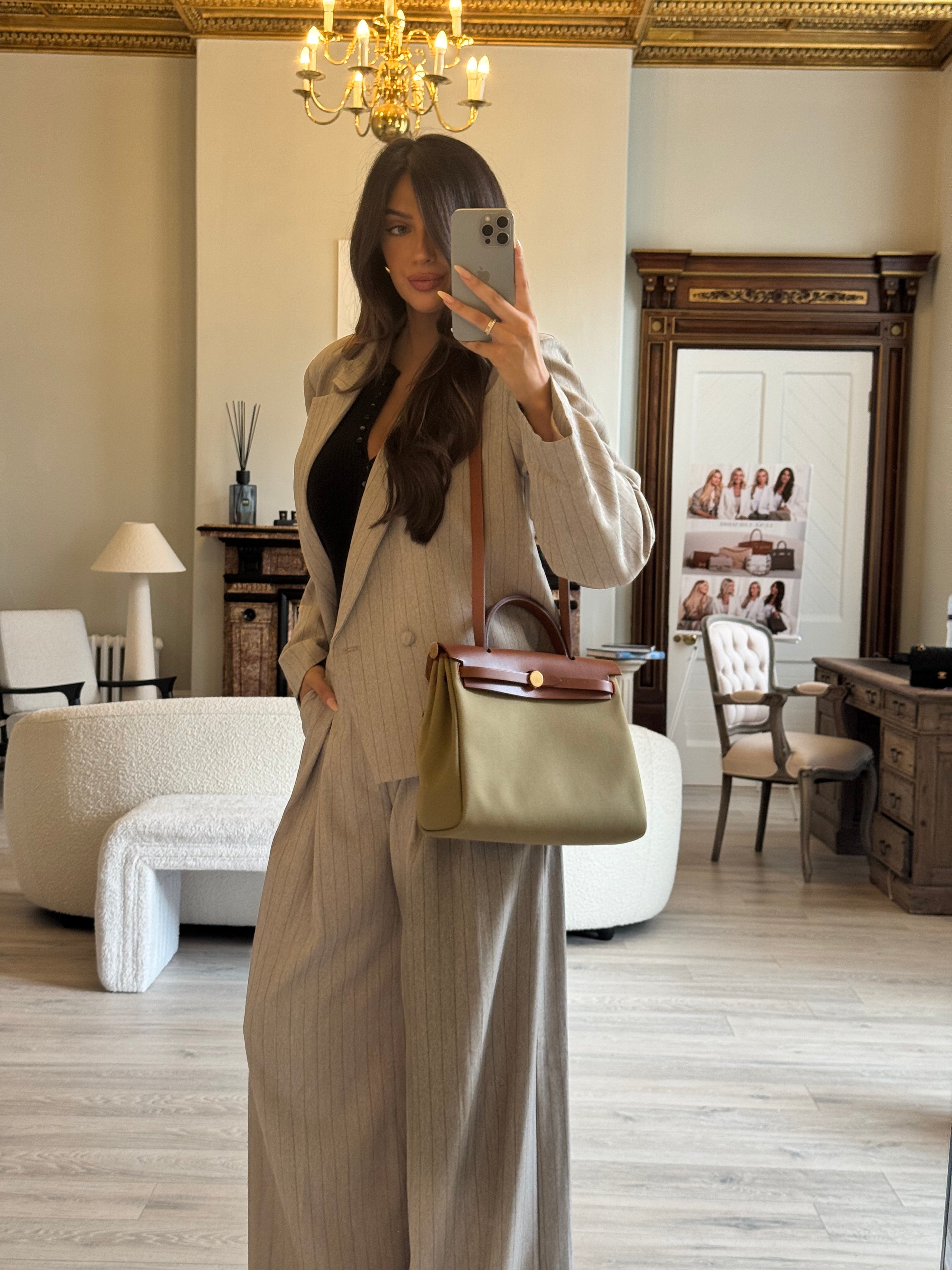 Authentic Pre Loved Hermès Herbag 31 Zip Retourne in Poussière Fauve with Gold Hardware Excellent Condition