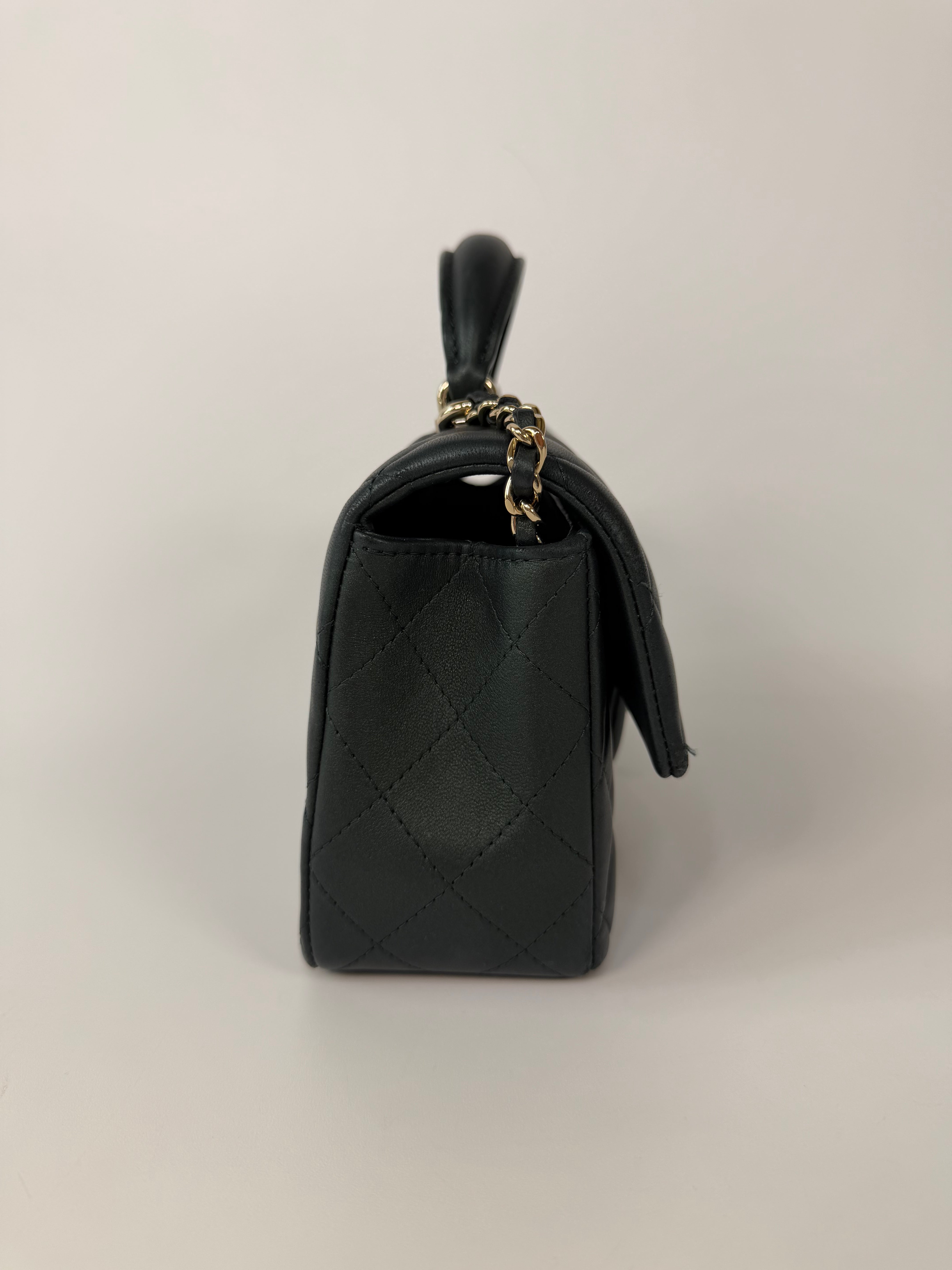 Chanel Mini Rectangle Top Handle In Metallic Green Lambskin Leather Gold Hardware. 100% authentic and preloved in excellent condition.