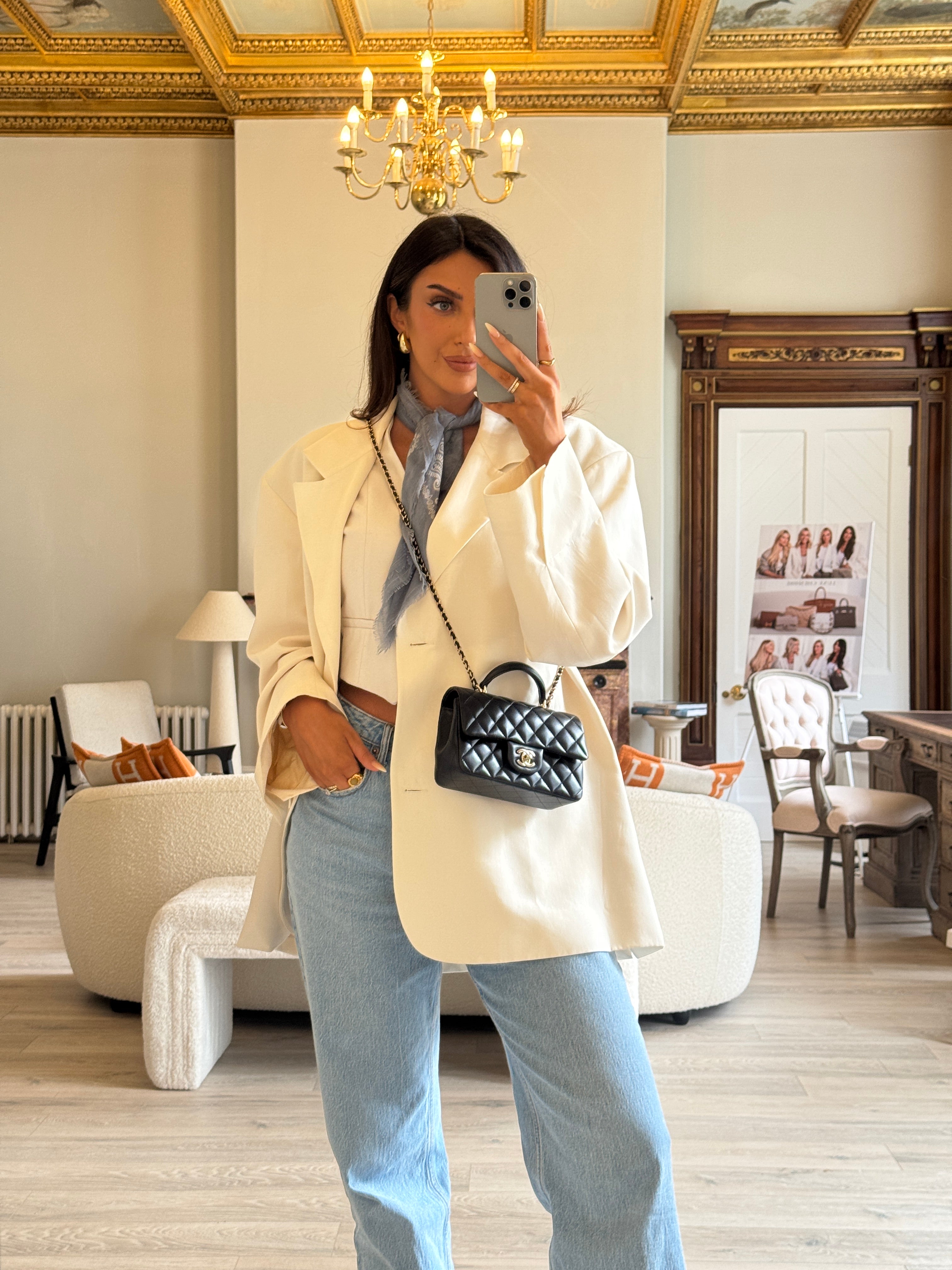 Chanel Mini Rectangle Top Handle In Black Lambskin With PGHW