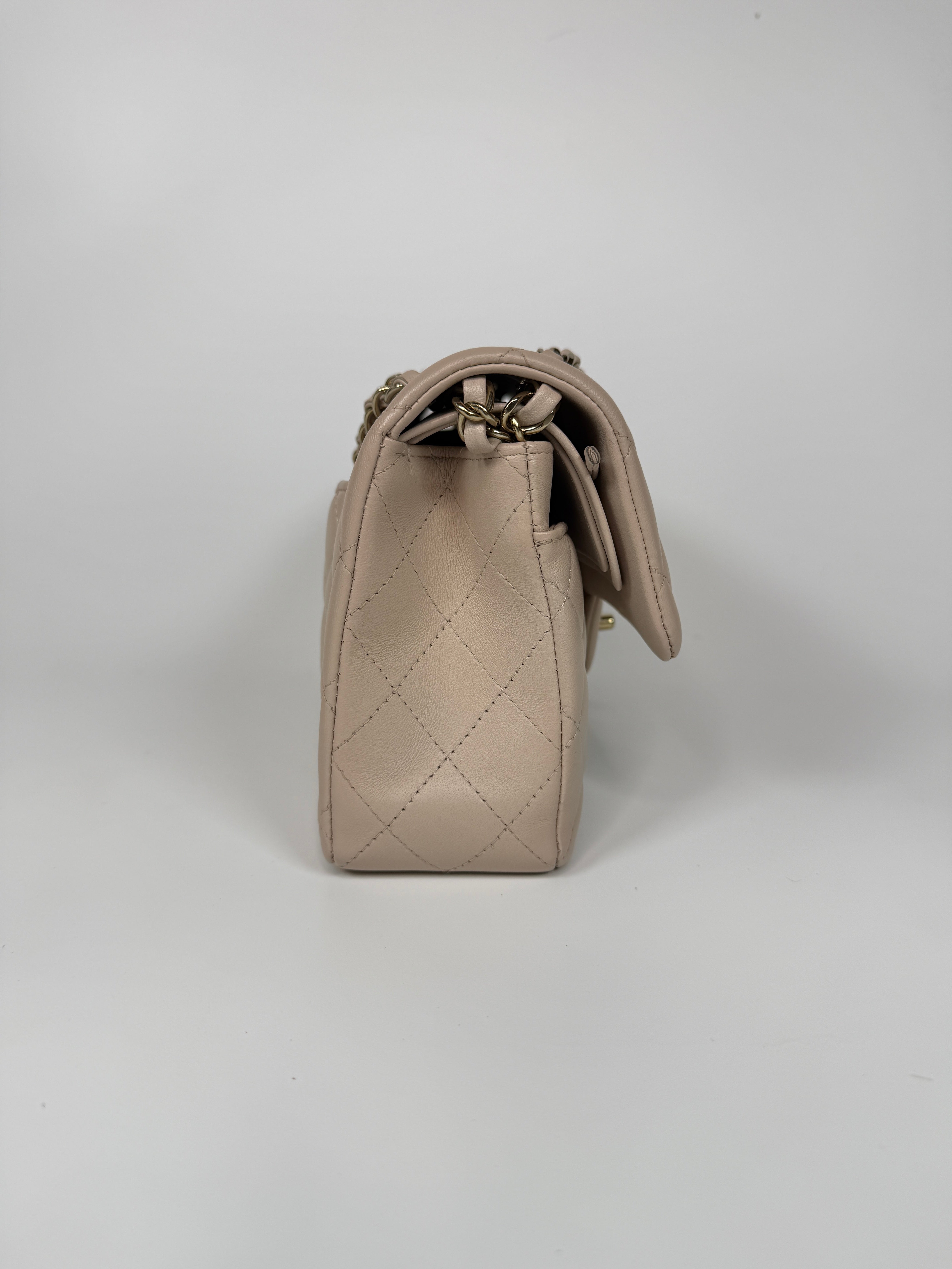 Chanel Chanel Small Classic Double Flap In Mauve Lambskin Leather With PGHW excellent condition, verified by Luxe Cheshire. International, fast and fully insured delivery. Trusted designer resale.