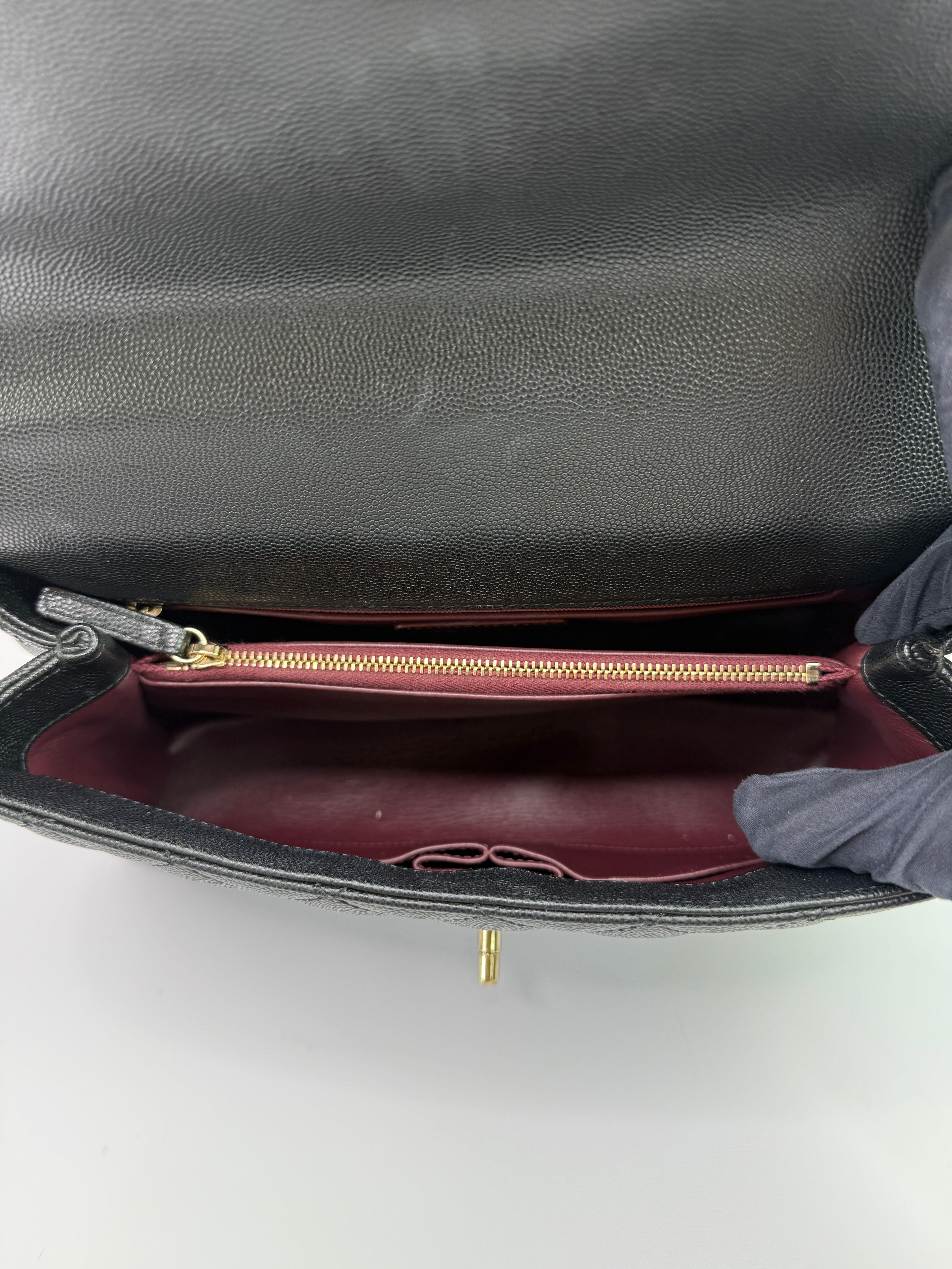 Chanel Coco Medium Top Handle In Black Caviar Leather With PGHW