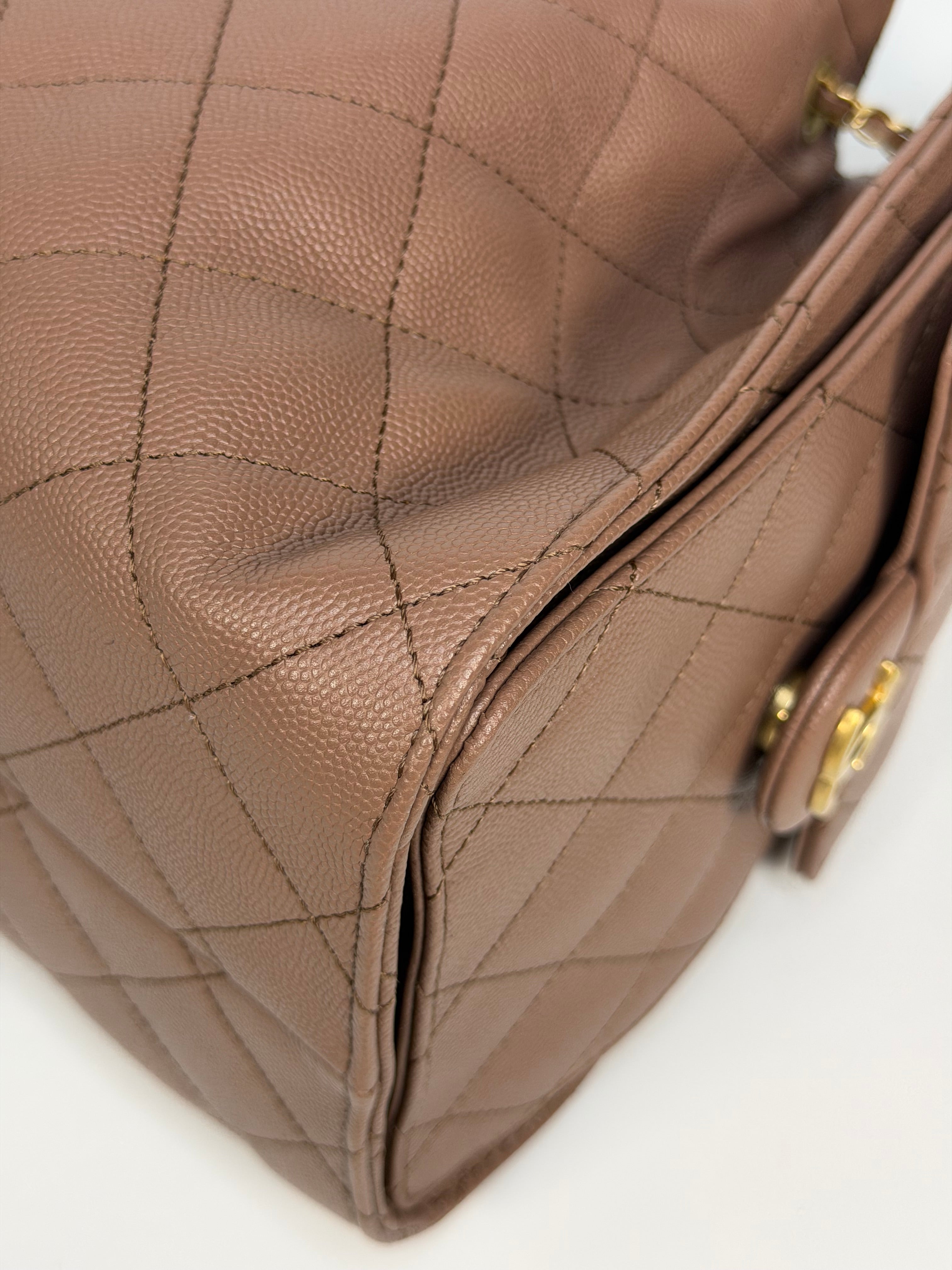 Chanel 25 Small In Brown Caviar Leather With Gold Hardware. Authentic and preloved in excellent condition