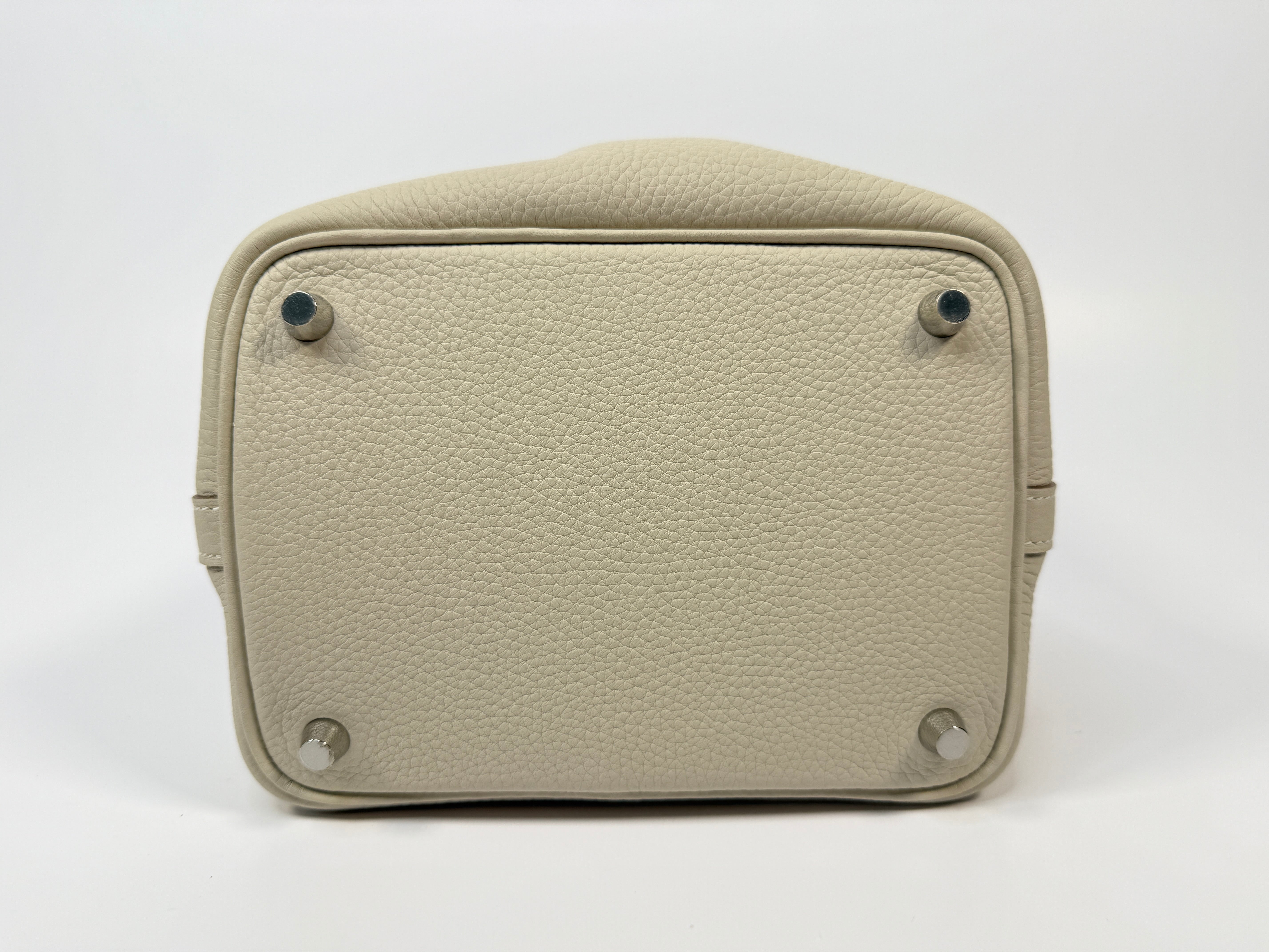 Authentic Pre Loved Hermès Picotin 18 In Craie Clemence Leather With Palladium Hardware Excellent Condition