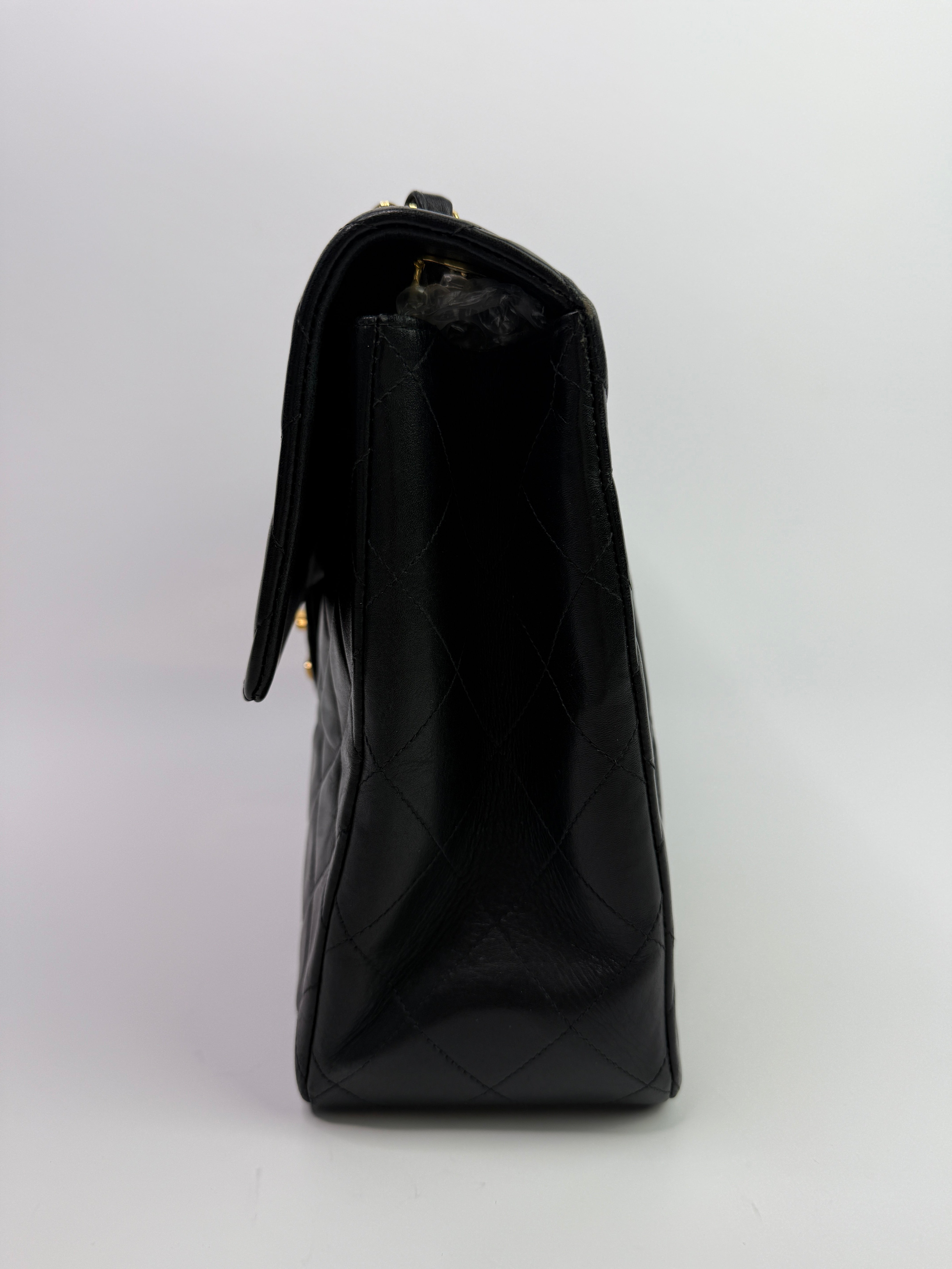 Chanel Vintage XL Maxi Flap Bag In Black Lambskin