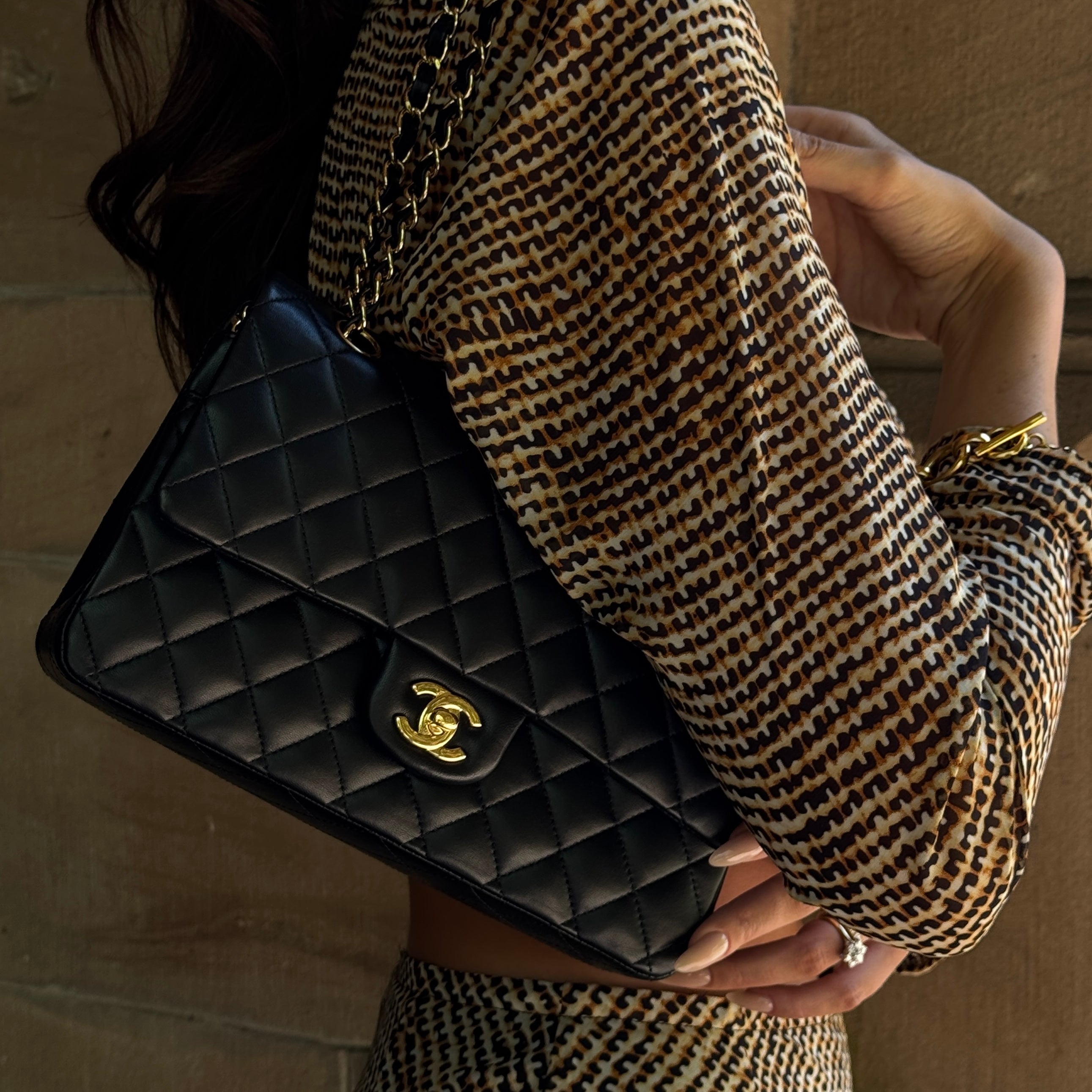 Chanel Medium Classic Double Flap Black Lambskin With Gold Hardware