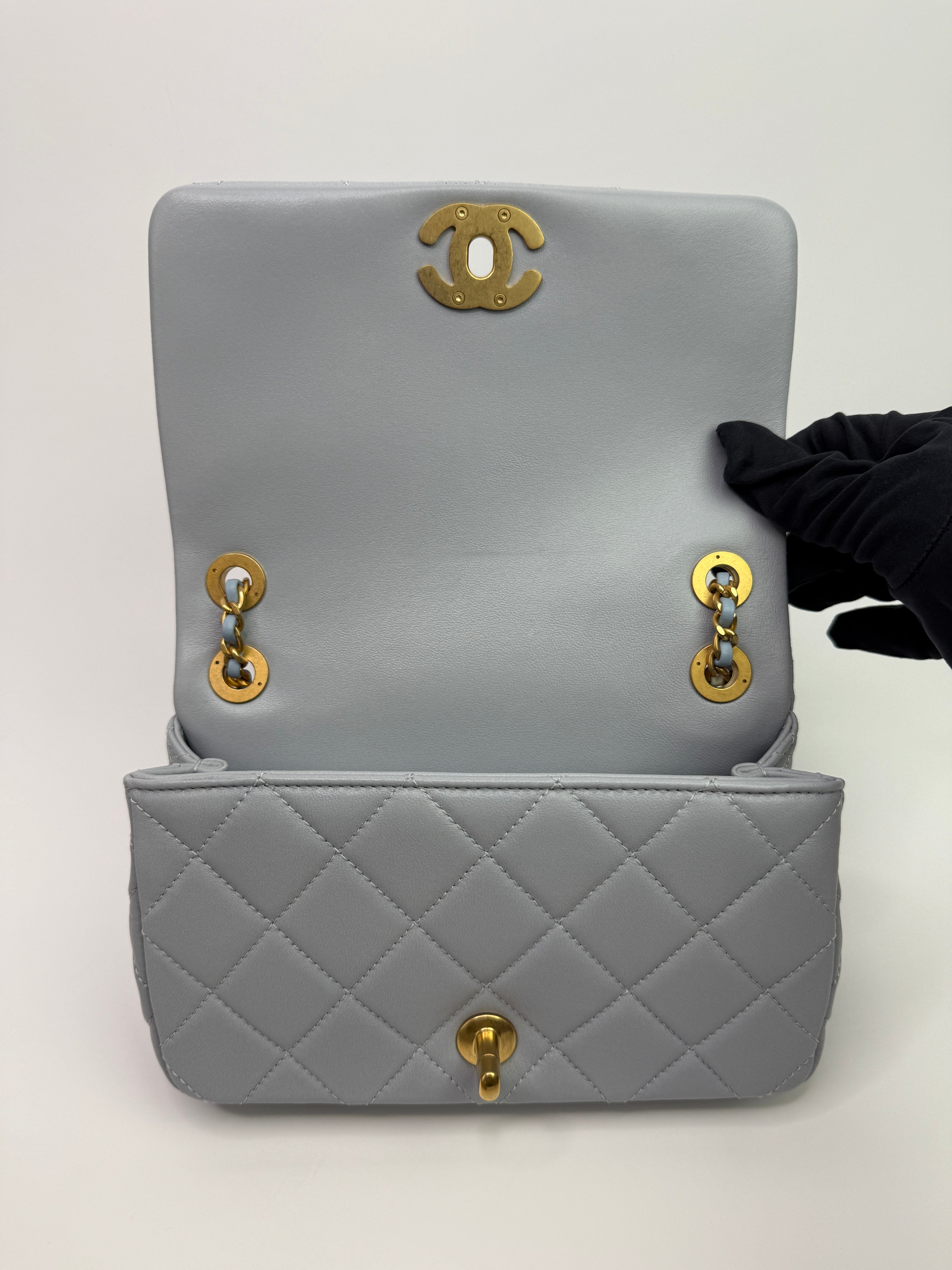Chanel Seasonal Flap In Gris Clair Lambskin With GHW