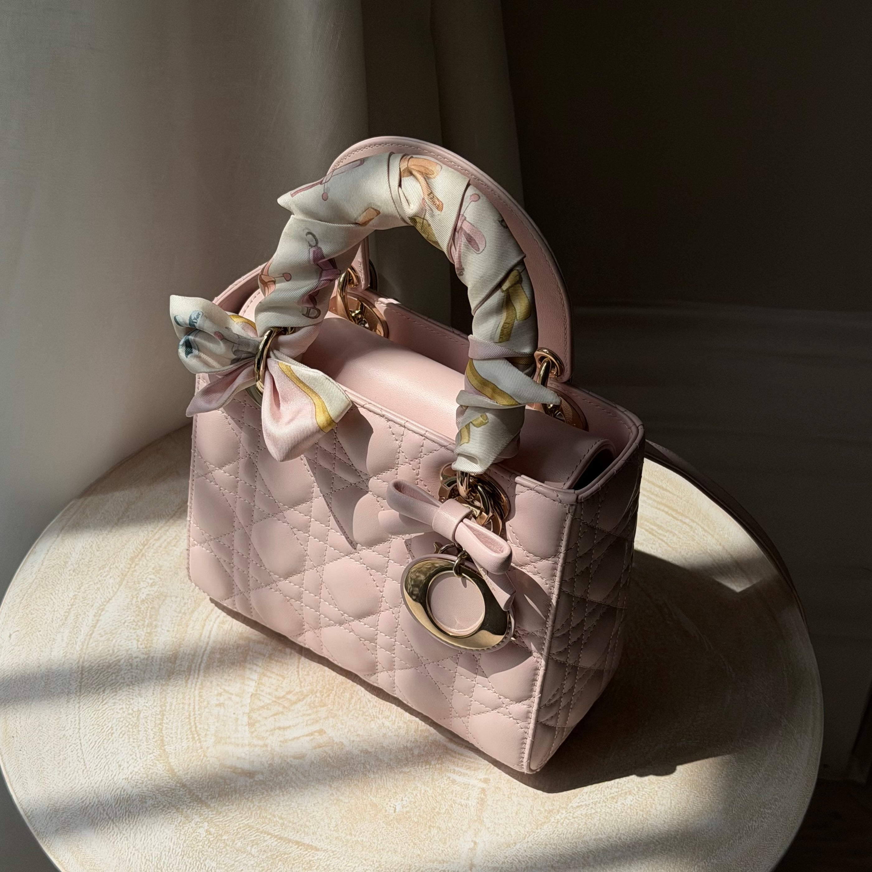 Christian Dior Lady Dior Small Bag In Rose Tendre With Gold Hardware