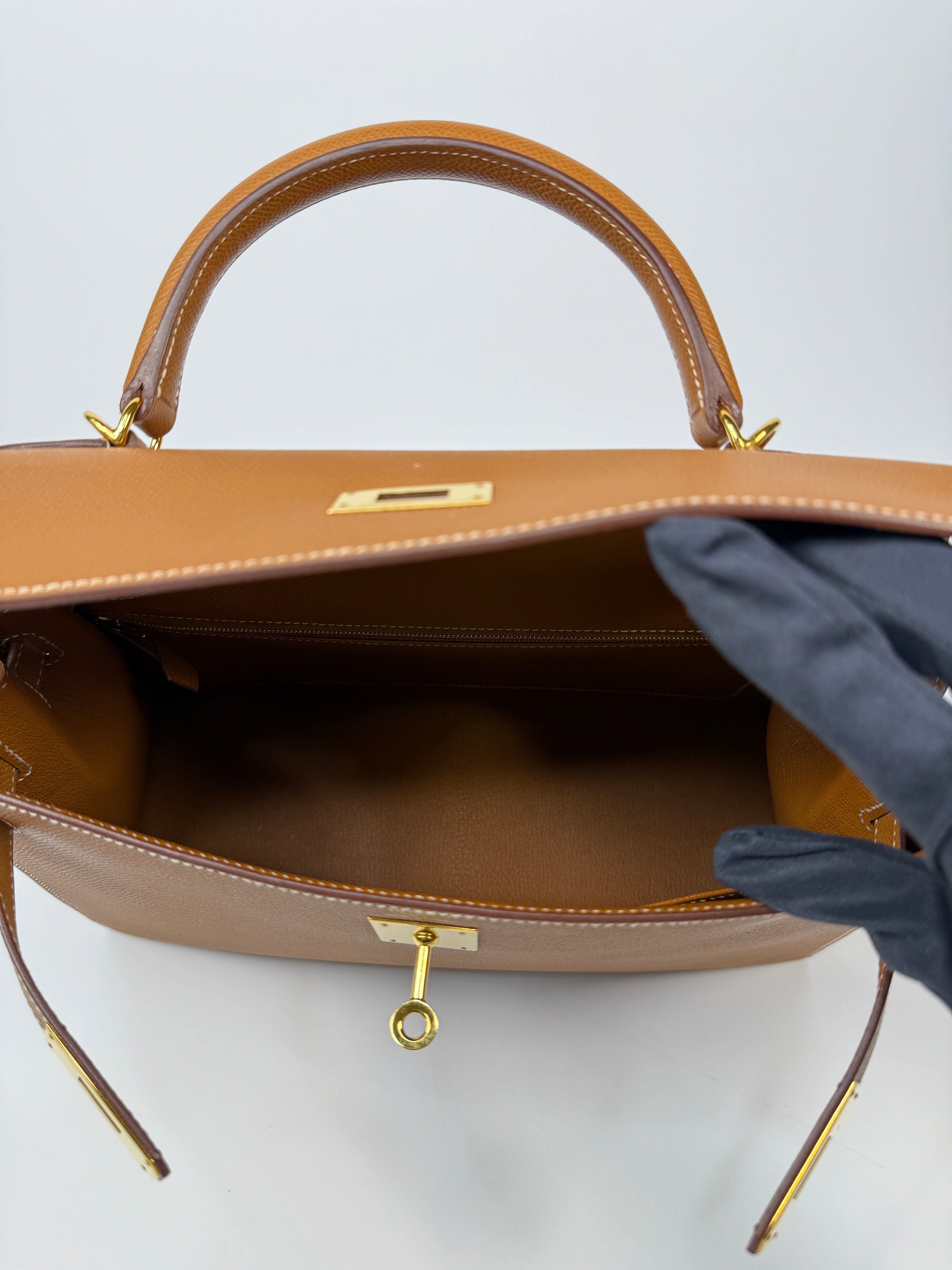 Authentic Pre Loved Hermès Kelly 32 Gold Sellier Epsom Leather With Gold Hardware Excellent Condition