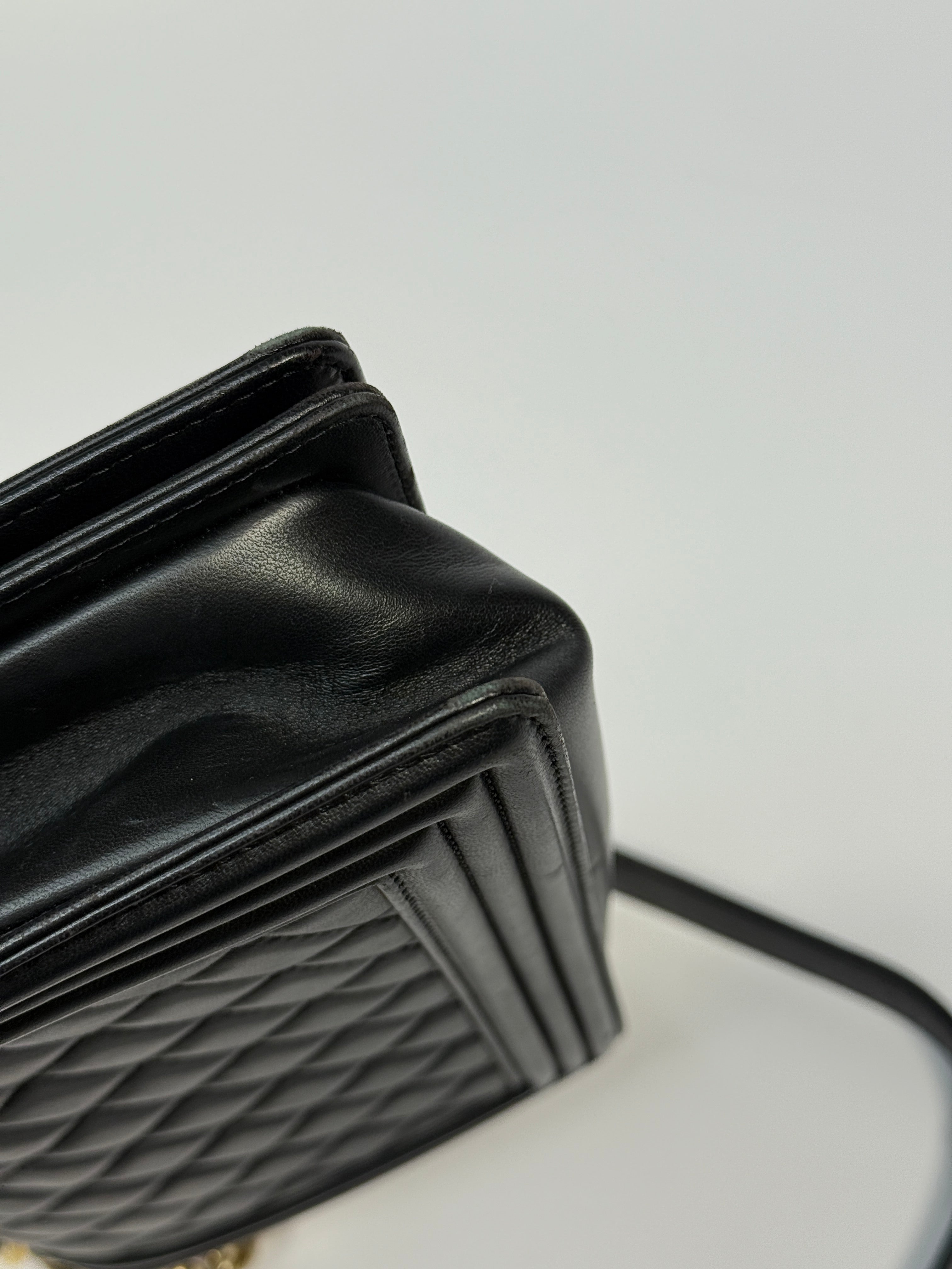 Chanel Boy Bag Medium In Black Lambskin Leather With Gold Hardware
Pre Loved & Authentic