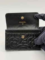 Chanel Classic Black Caviar Camelia Coin Wallet