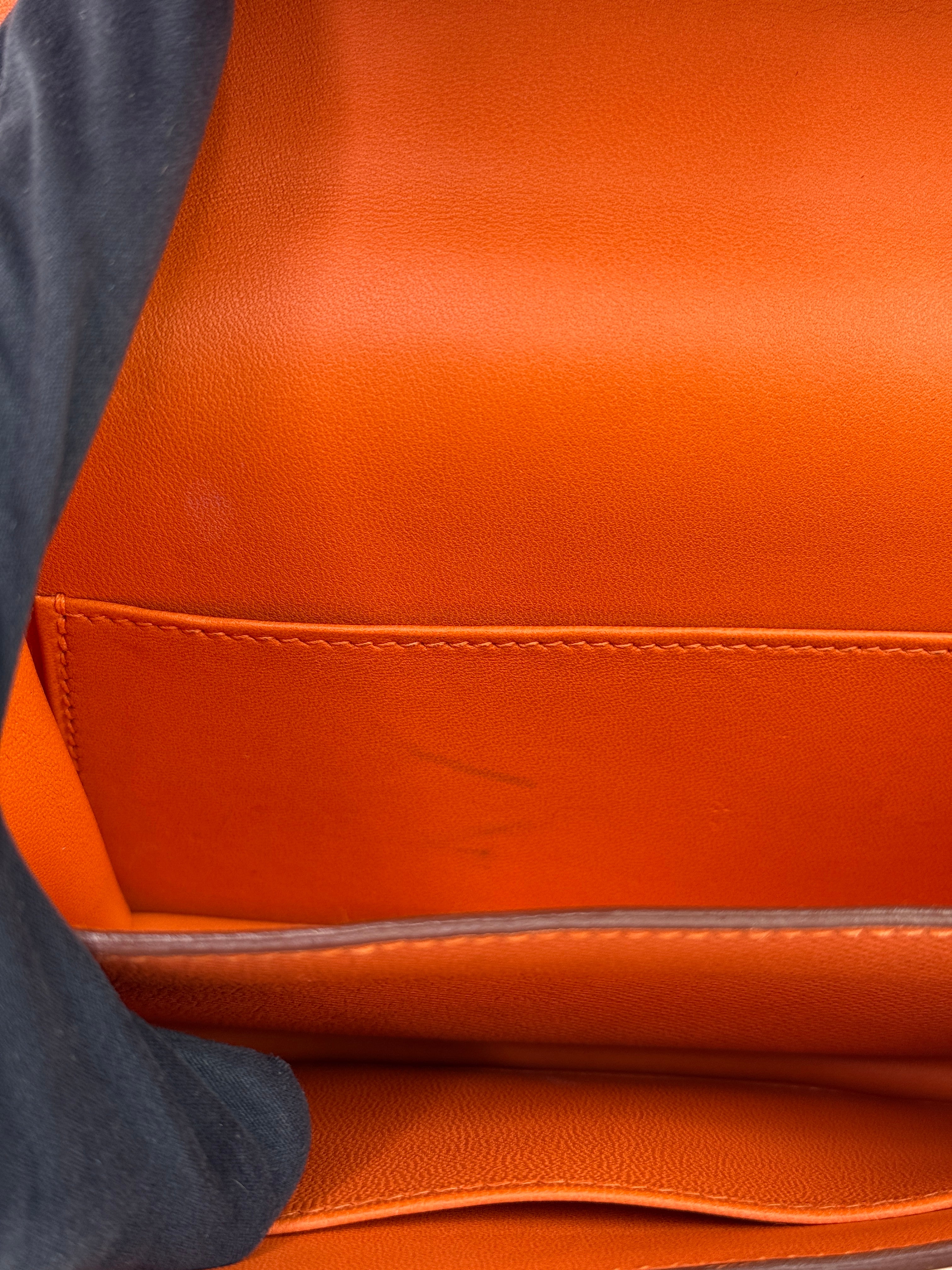 Authentic Pre Loved Hermès Constance 18 In Orange Epsom Leather With Palladium Hardware Very Good Condition