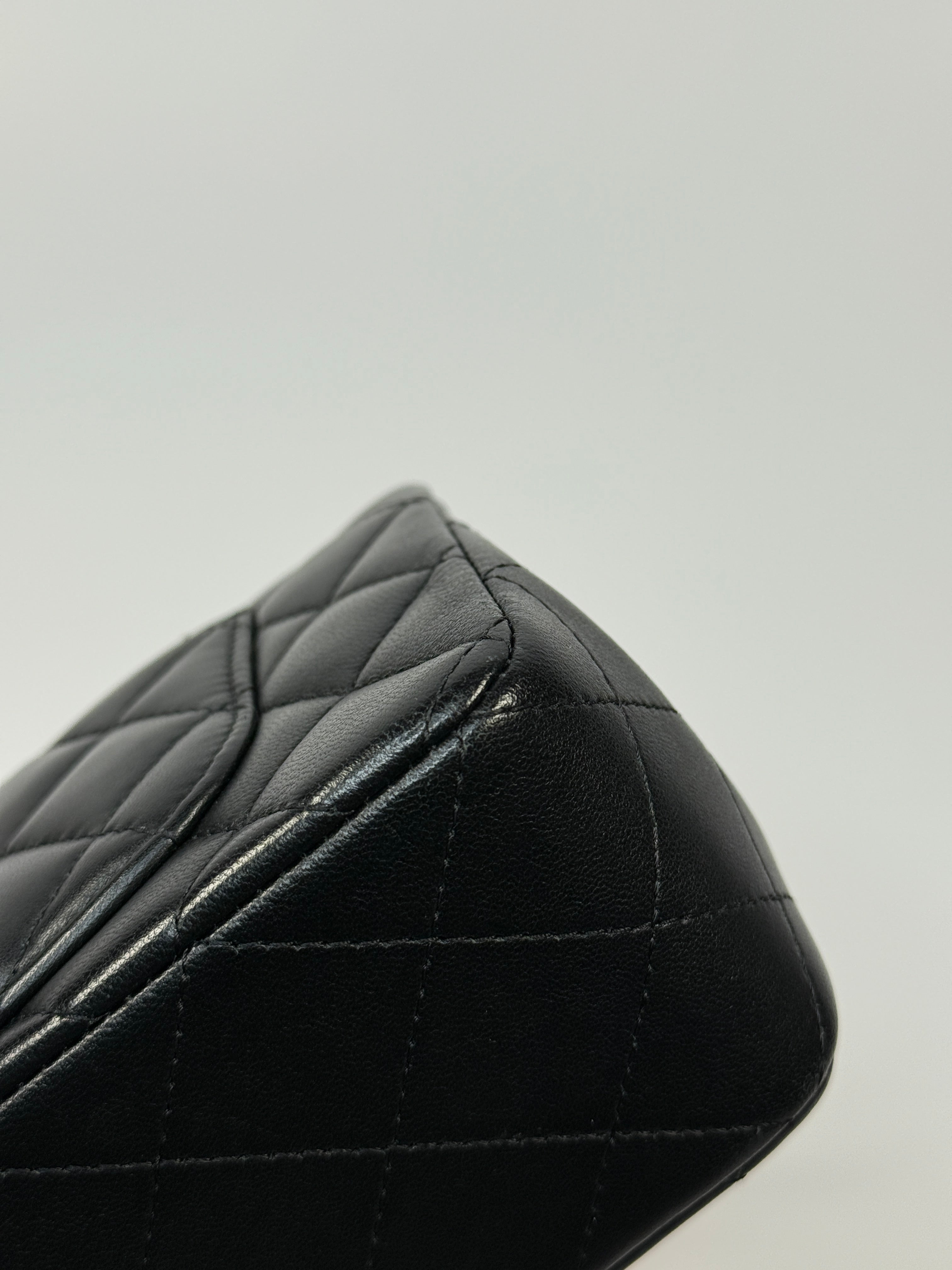 Chanel Mini Rectangle Top Handle Flap Bag In Black Lambskin With Gold Hardware
Pre Loved & Authentic