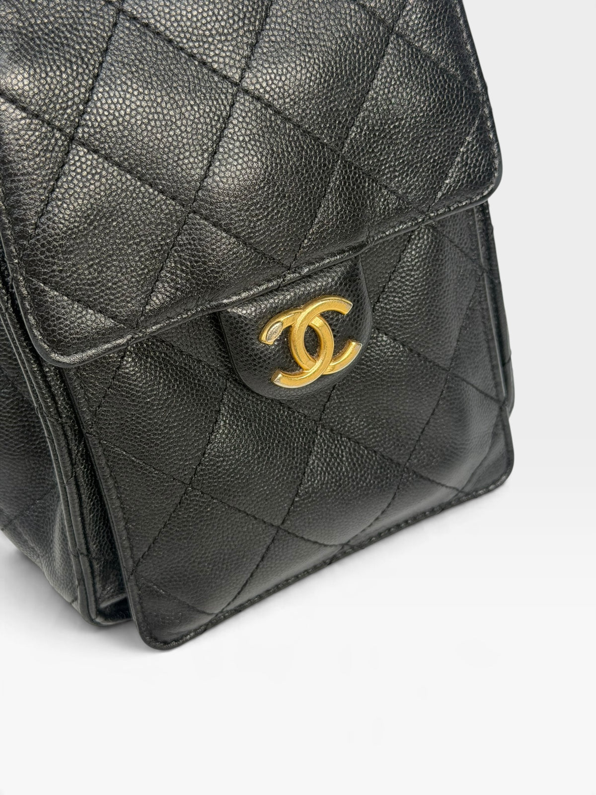 Chanel 25 Small In Black Caviar Leather With Aged Gold Hardware. 100% authentic and preloved in excellent condition