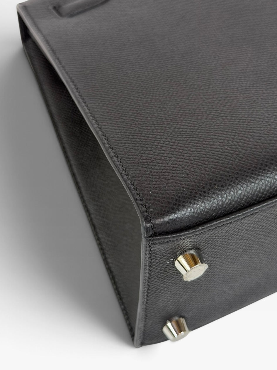 Hermès Kelly 25 In Noir Sellier Epsom Leather With Palladium Hardware