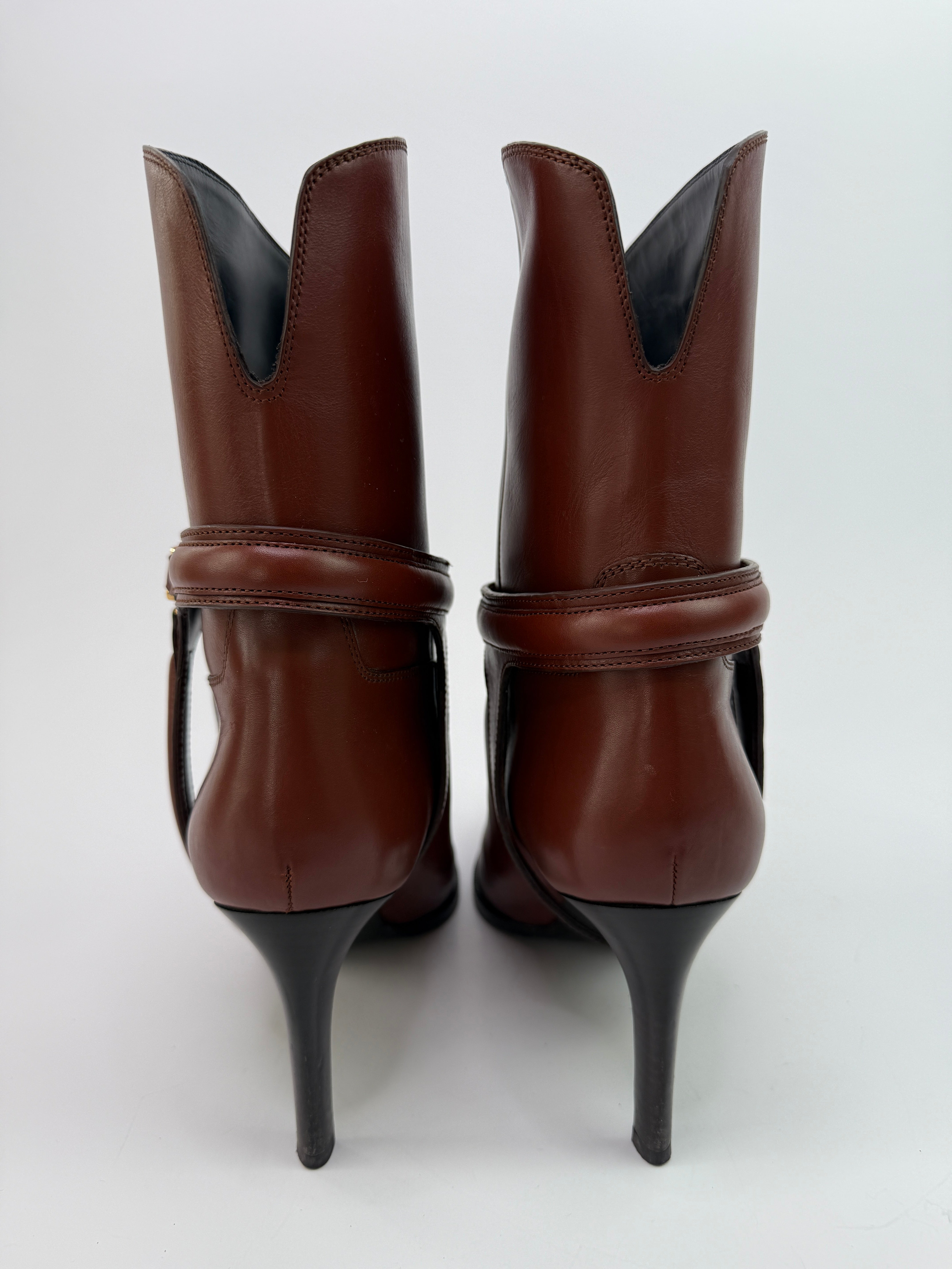 Celine Brown Triomphe Harness 80 Leather Boots (Size 41/UK8)