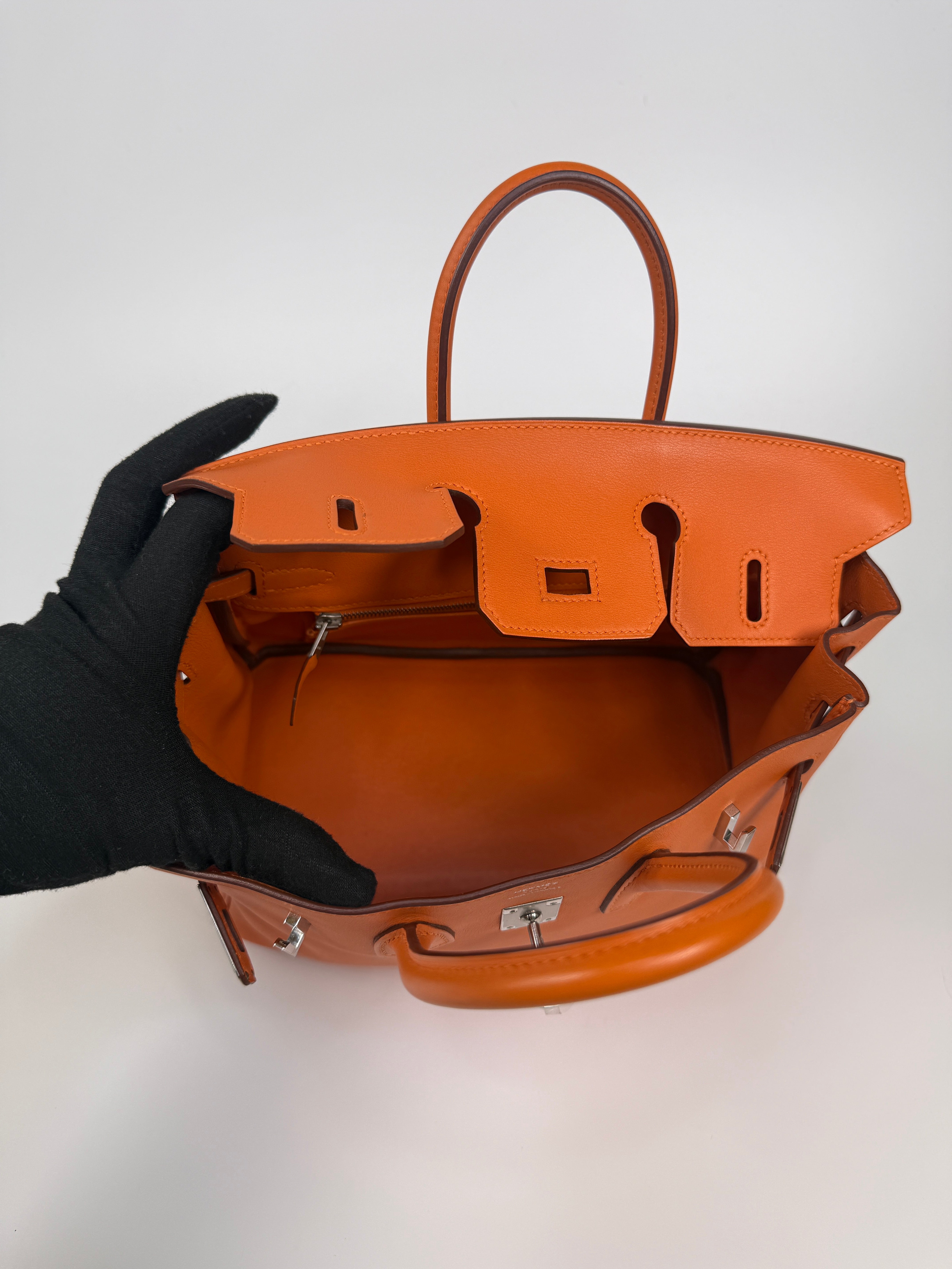 Hermès Birkin 25 In Orange Swift Leather With Palladium Hardware
