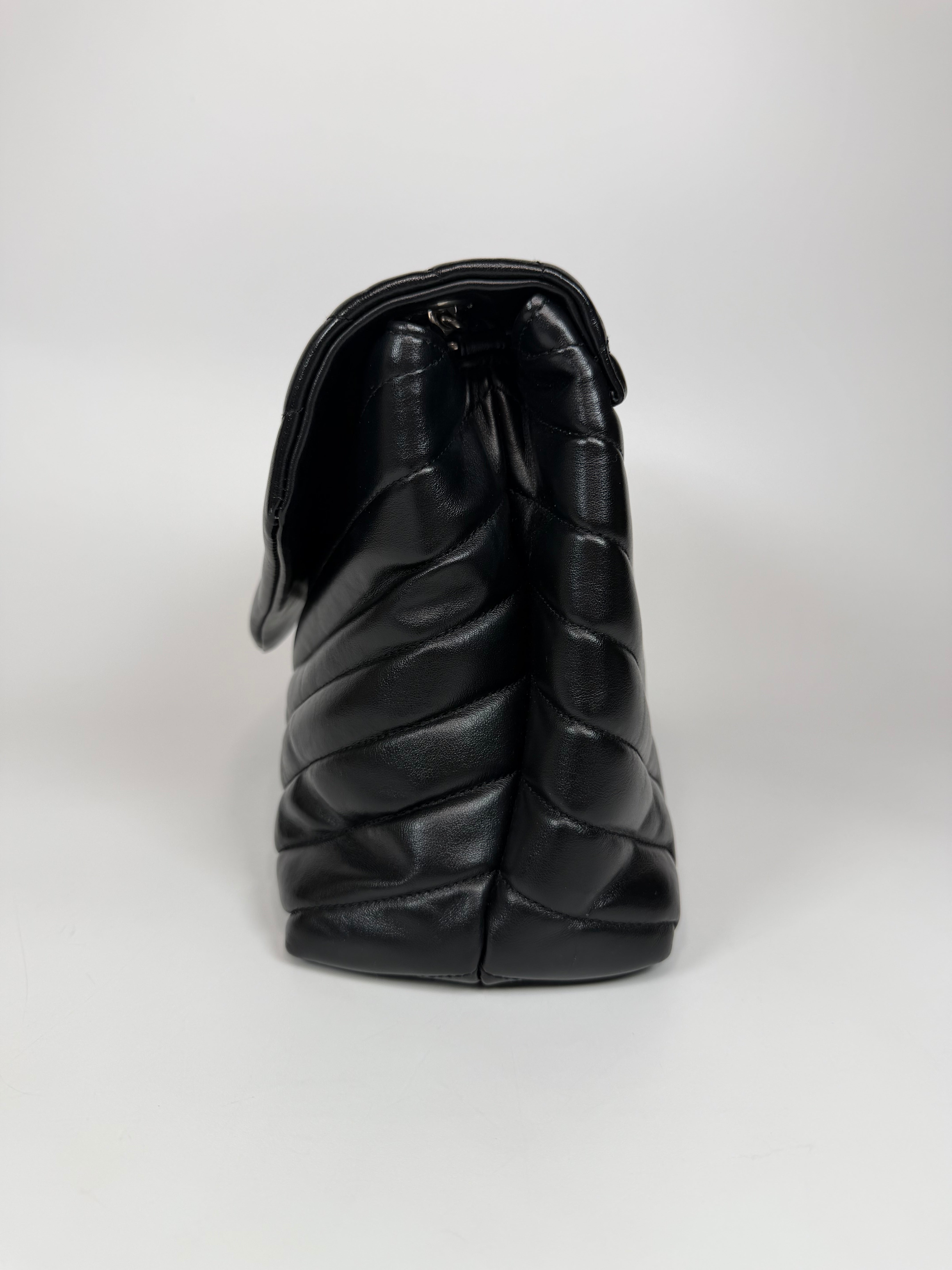 Saint Laurent LouLou In Black Chevron Leather With Silver Hardware. Authentic and preloved in excellent condition. Insured next day delivery. Verified by luxe cheshire