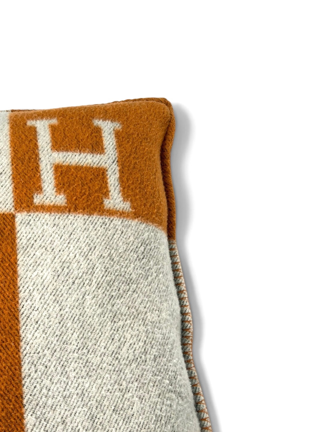 Hermès Avalon Cushion 70x70 In Ecru And Potiron. 100% authentic and preloved in excellent condition.